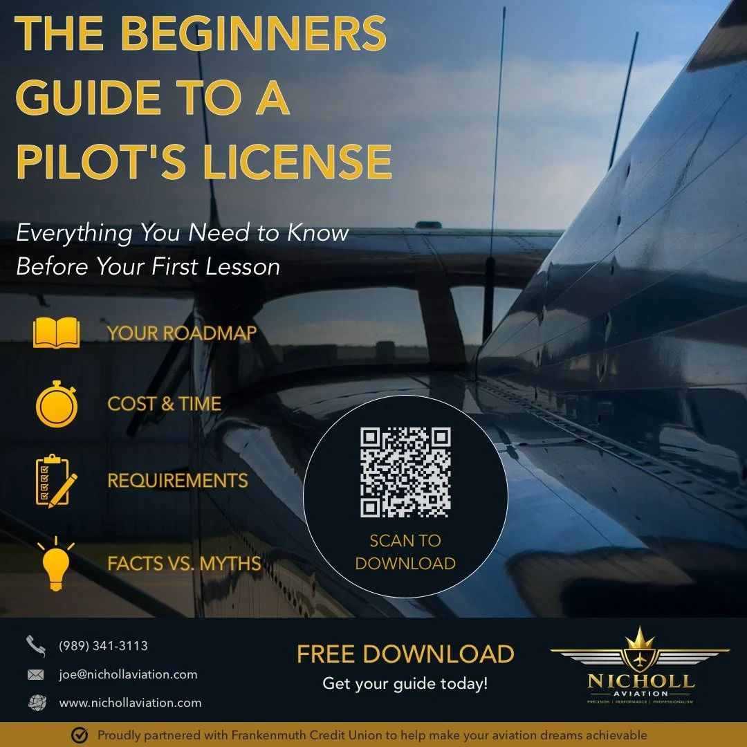 ✈️ Thinking about becoming a pilot? Start here.

One of the biggest questions I hear from prospective students is:
"What does it actually take to earn a pilot's license?"

That's exactly why I created The Beginner's Guide to a Pilot's Licen