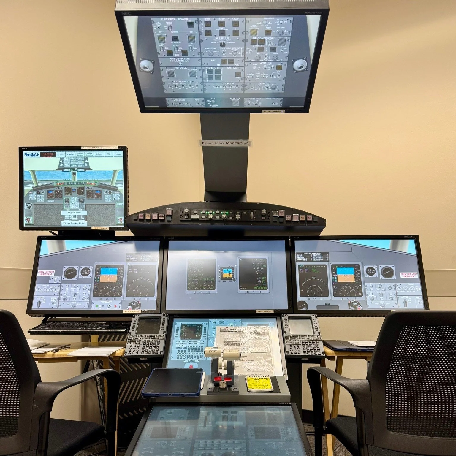 The learning doesn't stop when ground school ends. In many ways, that's when it really begins.

Between classroom instruction and the full-motion simulator, airline pilots spend hours in Flight Training Devices (FTDs) like this one. These fixed-base 