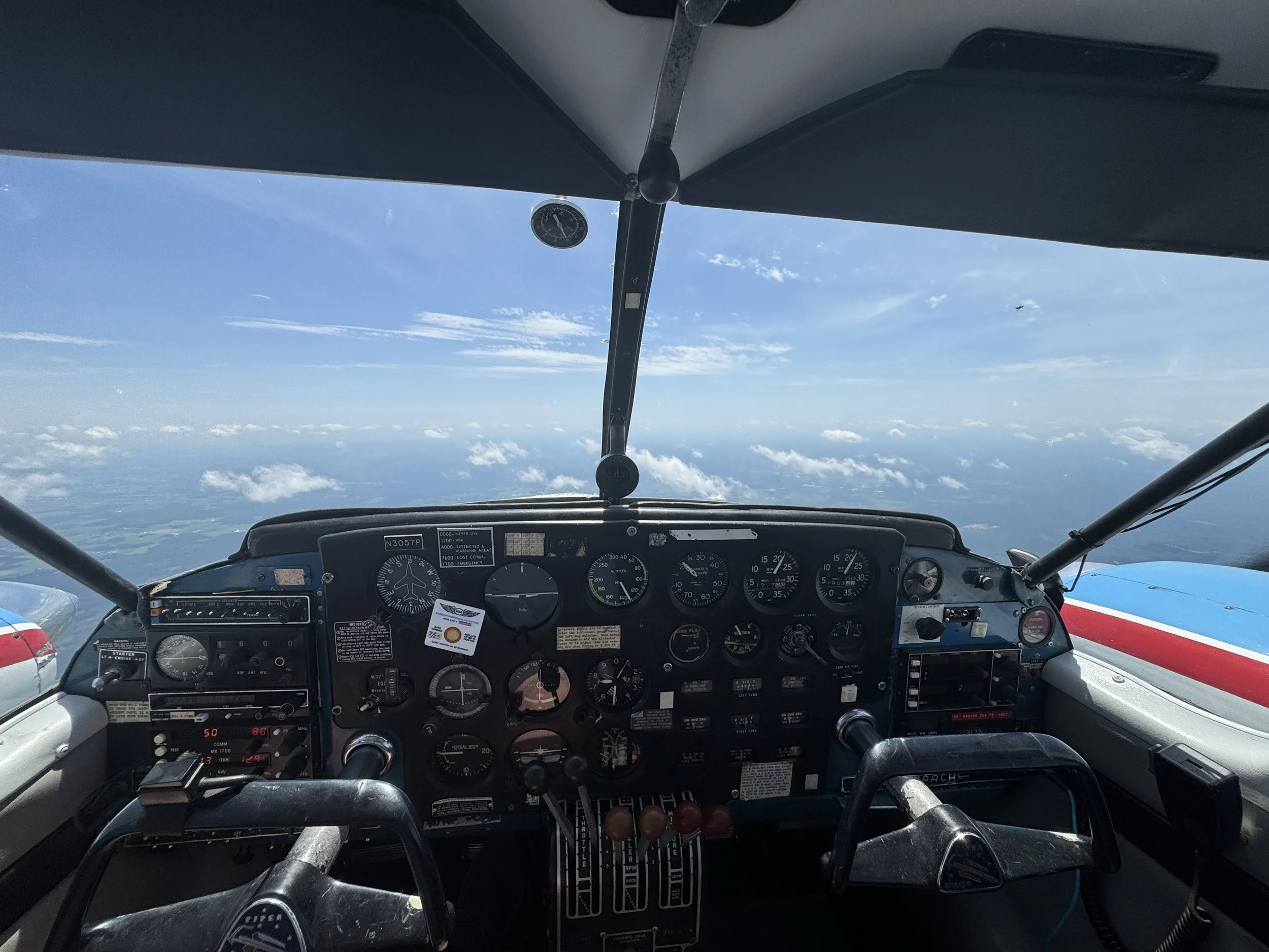 Multi-engine aircraft cockpit in flight