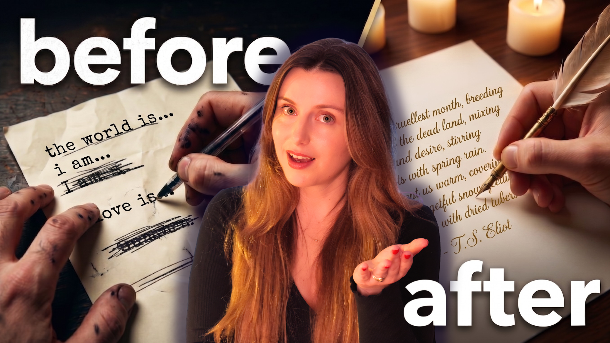 Before and After Thumbnail of Rachael Hassall demonstrating the benefits of a poetry mentor.