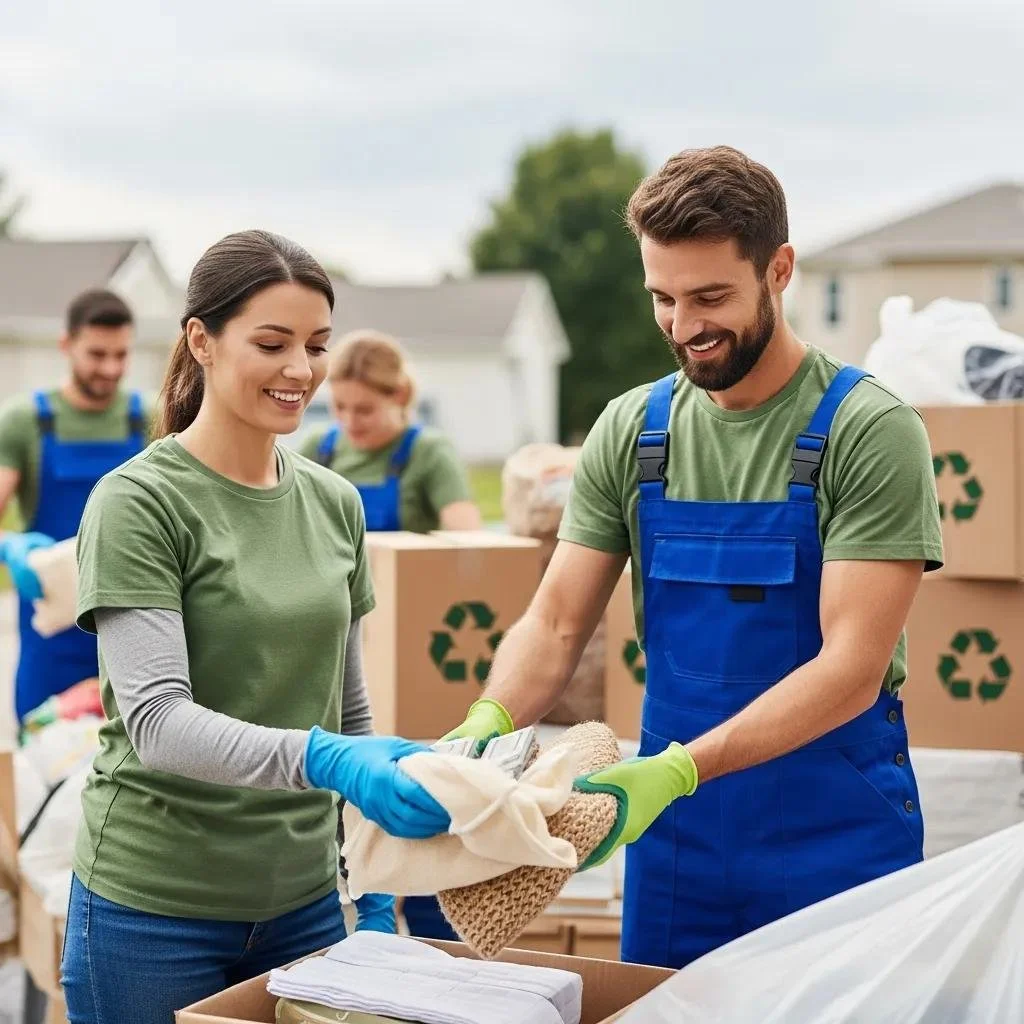 East Hants Hauling crew organizes and sorts recycling from junk pile.