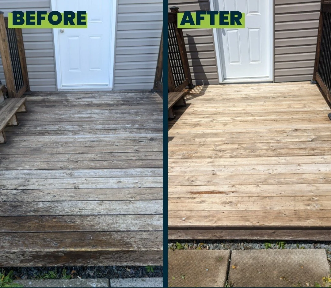 Before/After of a deck being stripped and rejuvinated.