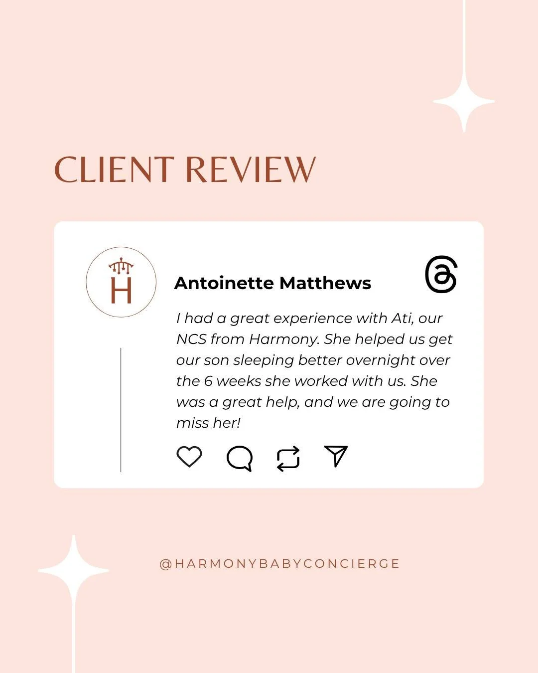 There&rsquo;s nothing quite like the relief of a better night&rsquo;s sleep &mdash; and that&rsquo;s exactly what Ati helped bring to Antoinette and her family. 🤎 

We&rsquo;re so honored to support sweet families on their journey to rest and confid