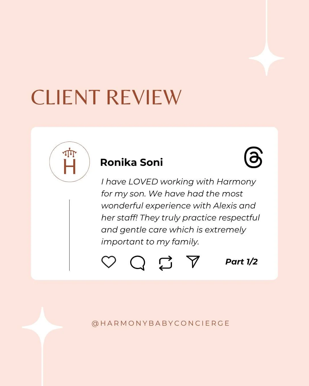 We&rsquo;re so grateful for kind words like these 🤎 Supporting families with gentle, respectful care is at the heart of everything we do and knowing it makes a difference means the world to us. 

Thank you, Ronika, for trusting Harmony with your lit