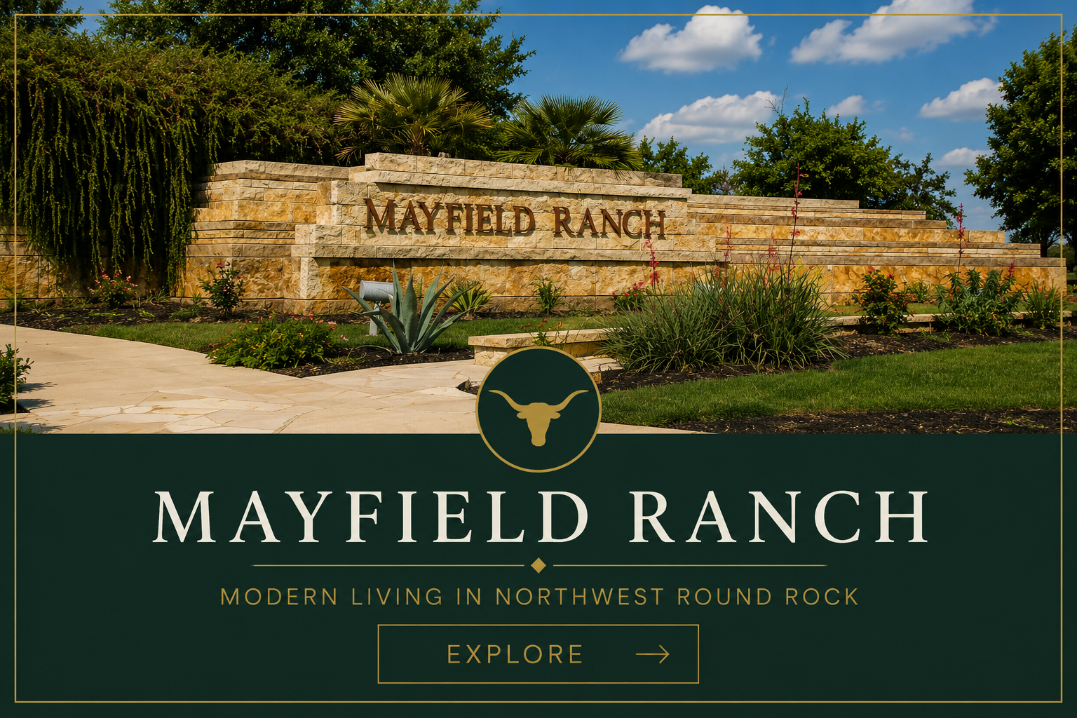 Mayfield Ranch neighborhood entrance in Round Rock, Texas