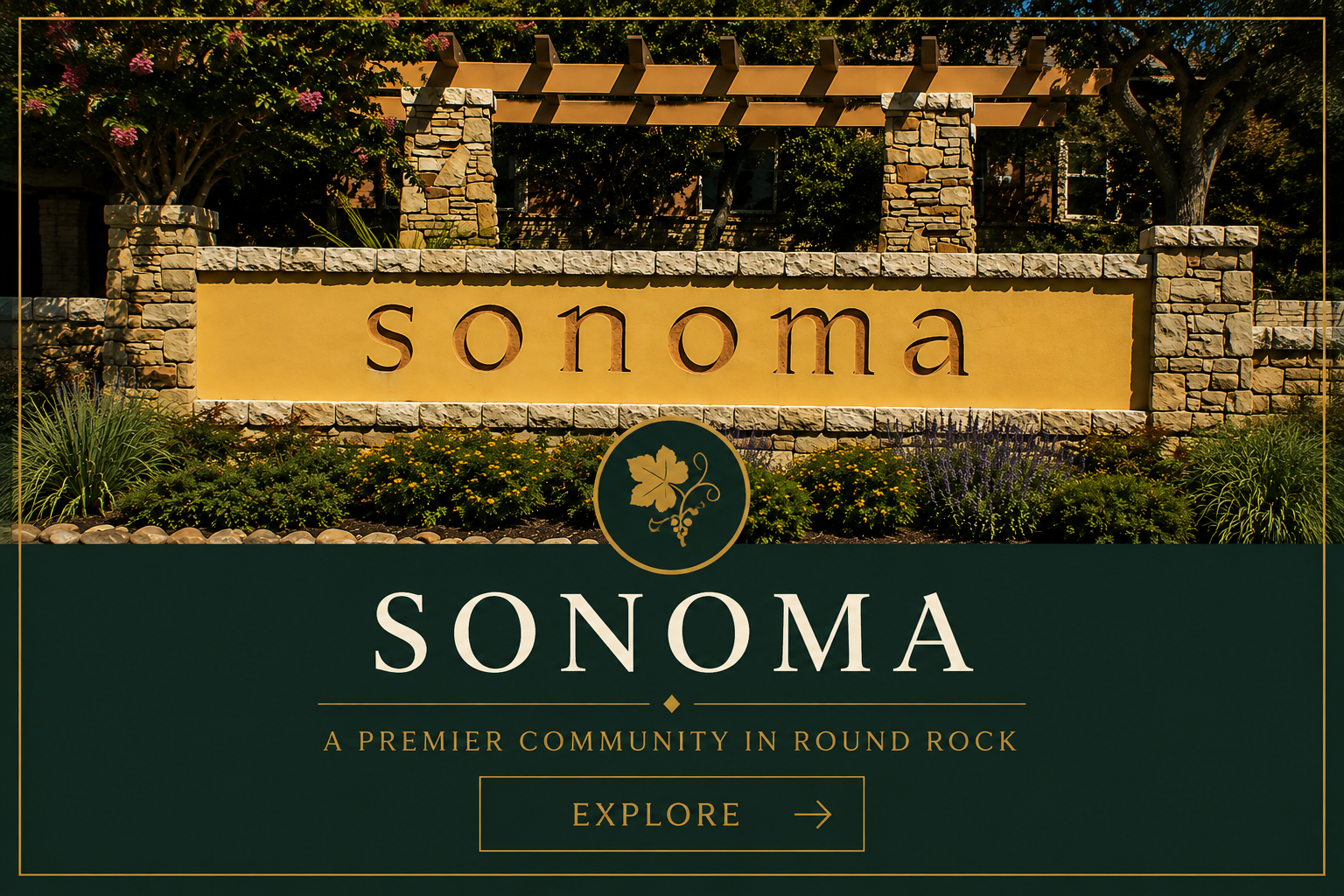 Sonoma neighborhood entrance in Round Rock, Texas