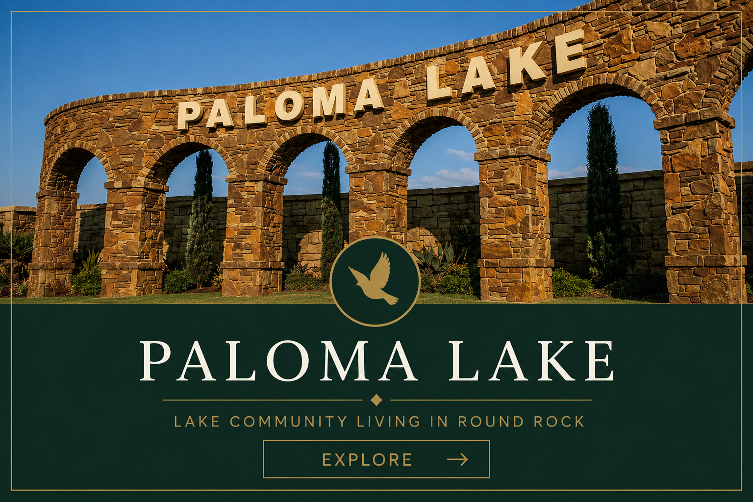 Paloma Lake community entrance in Round Rock, Texas