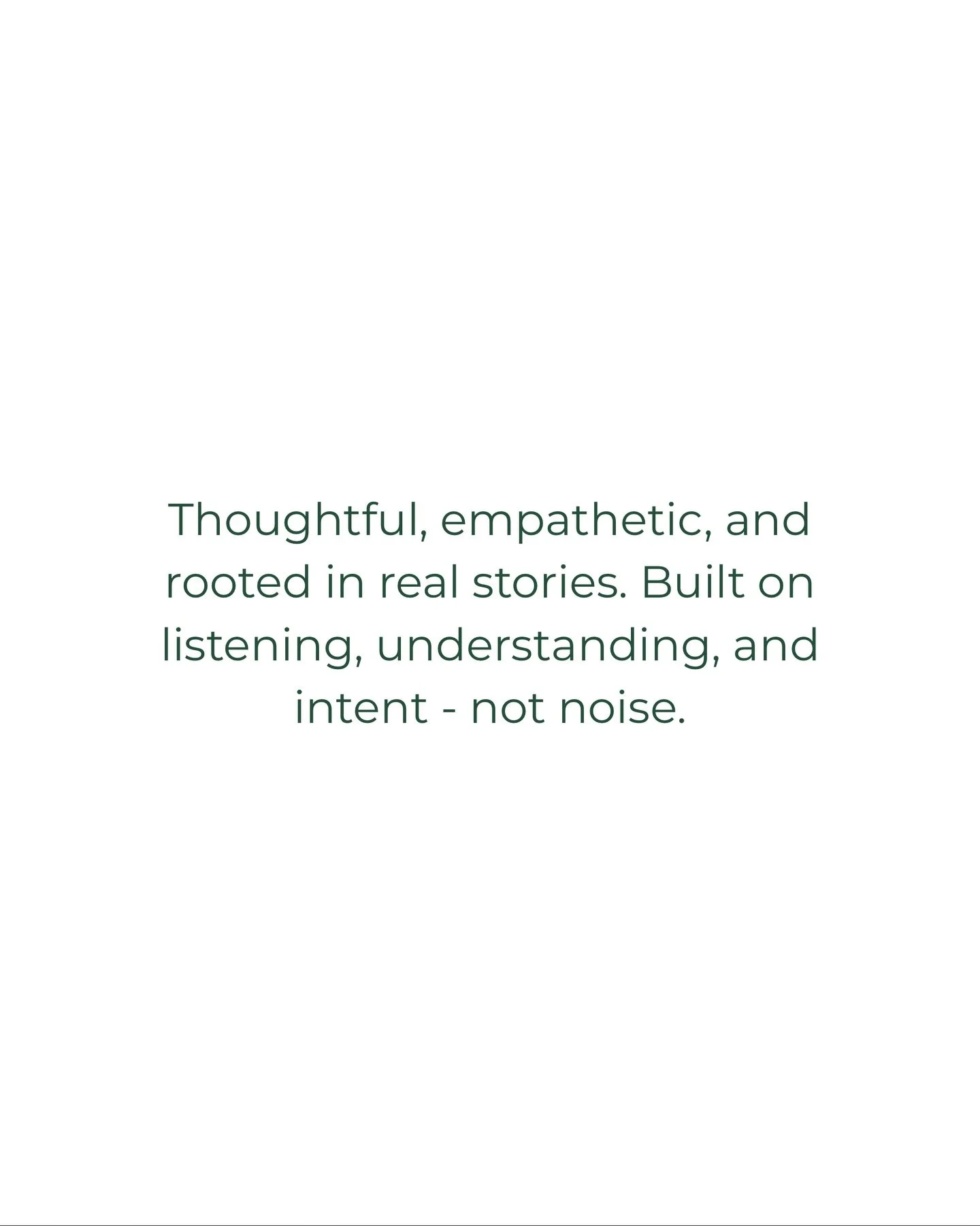 We believe marketing should feel human again.

Thoughtful, empathetic, and rooted in real stories.
Built on listening, understanding, and intent - not noise.

We believe in crafting work that respects the businesses behind it.

In nurturing ideas, co