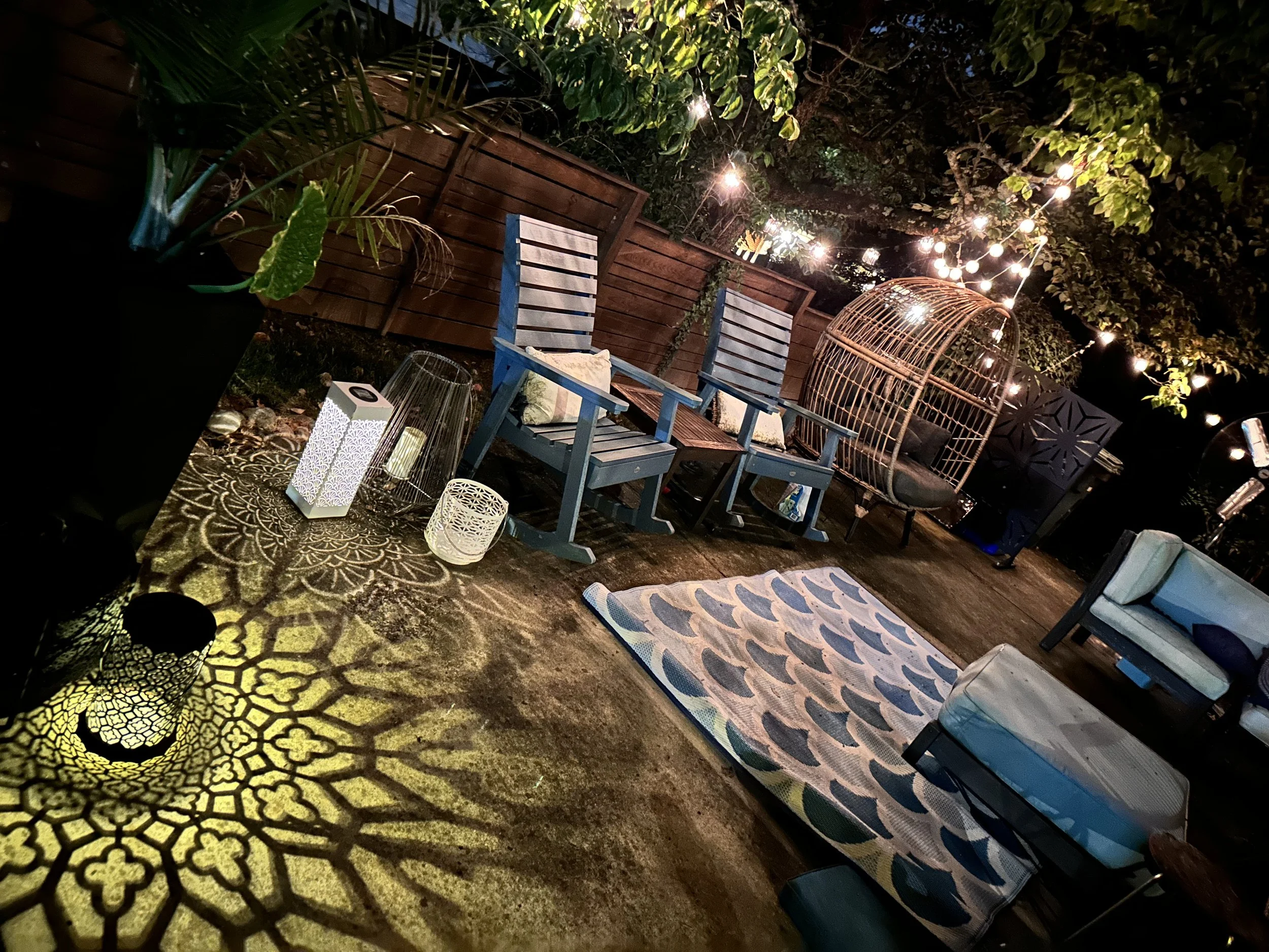 And here's the space at night. All of the ground lights are solar.