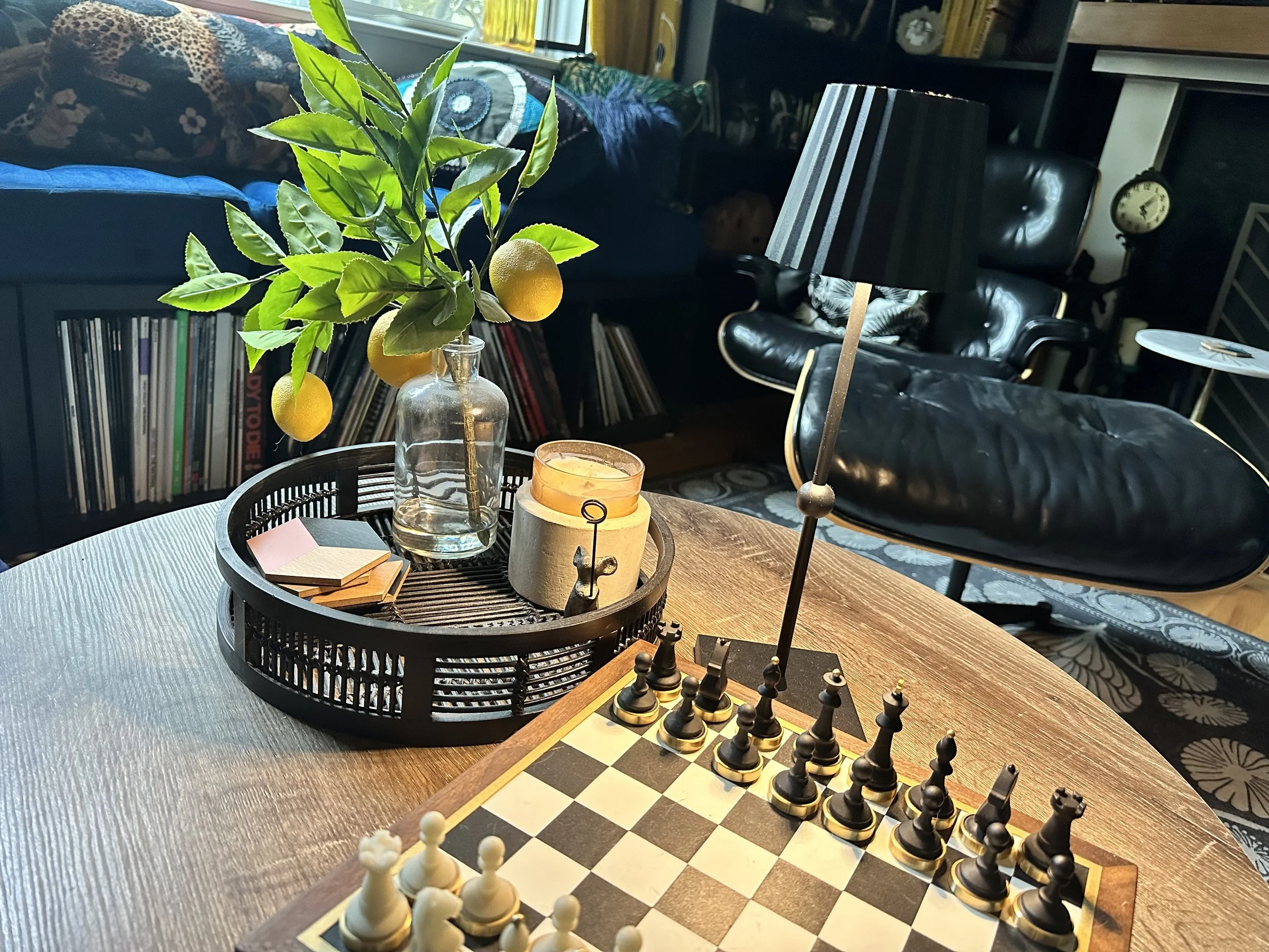 this chess set is so pretty it stays out year-round