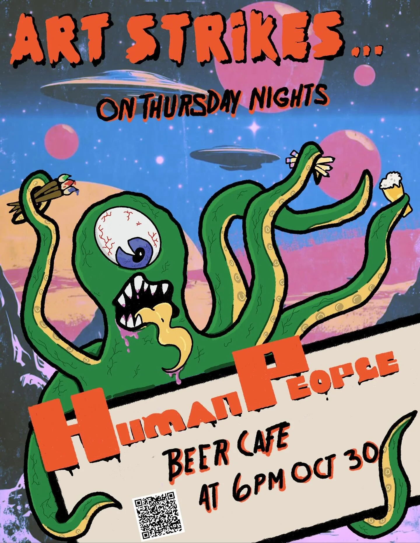 THURSDAY OCT 30 - SWIPE 👉

🎨🖼️ ART NIGHT ART NIGHT ART NIGHT - GET SPOOKY WITH YOUR CRAFTS OR JUST DRAW ON OUR DANG TABLES. 

Not only that! PIZZA NIGHT 🍕 RETURNS and we are stoked. We got the dough going. And Pizza will be ready to go at 5pm! 

