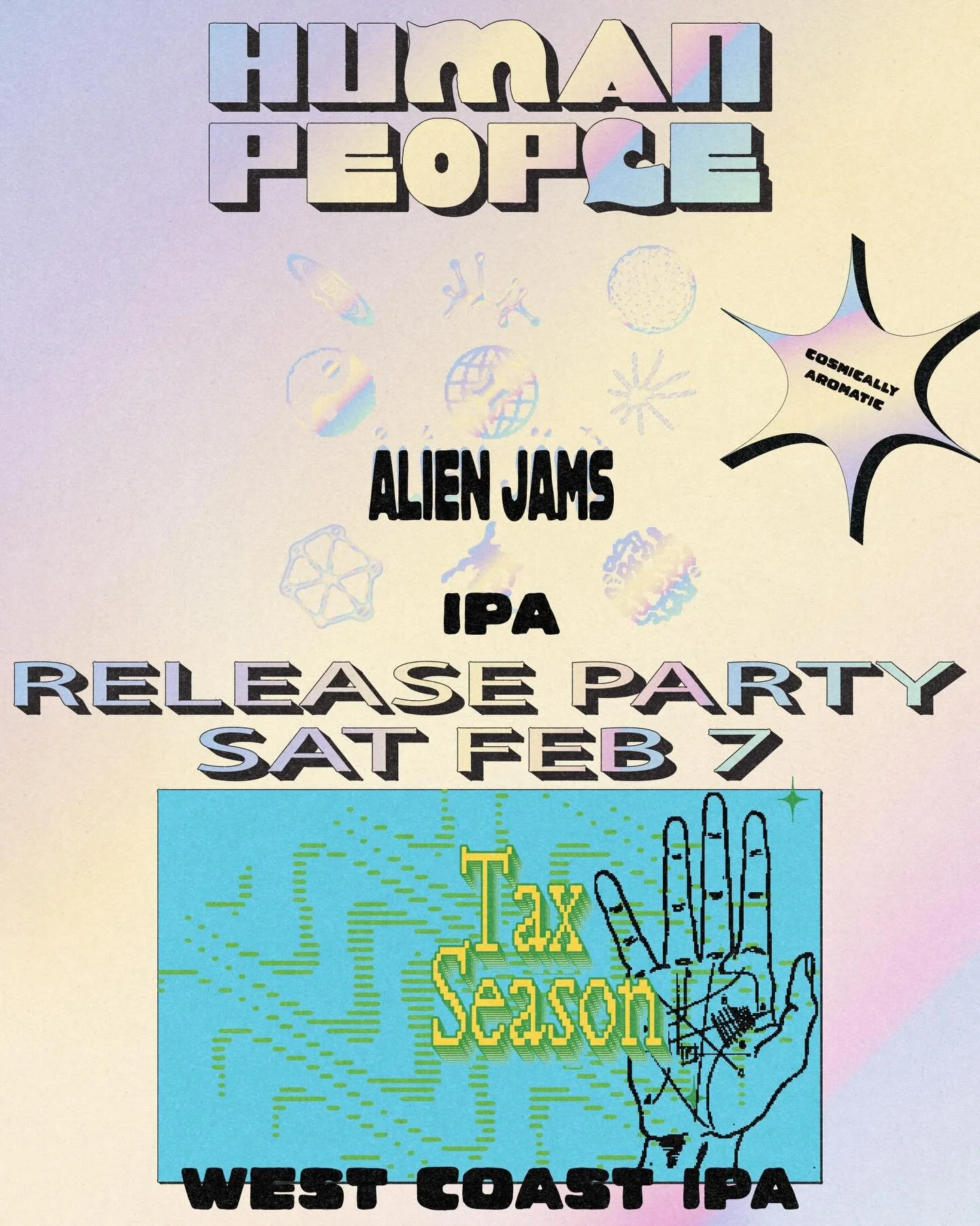THIS SATURDAY we have a couple new beers for you!
👽👾✨🛸❤️👽🛸👾❤️❤️👽✨🦉🦉🦉
ALIEN JAMS {{6.5% IPA}}
ALIEN JAMS is an IPA brewed with NELSON MOTUEKA PEACHARINE MAUI NELSON SUBZERO HOPKIEF all from Freestyle in New Zealand.
We wanted to see what cou