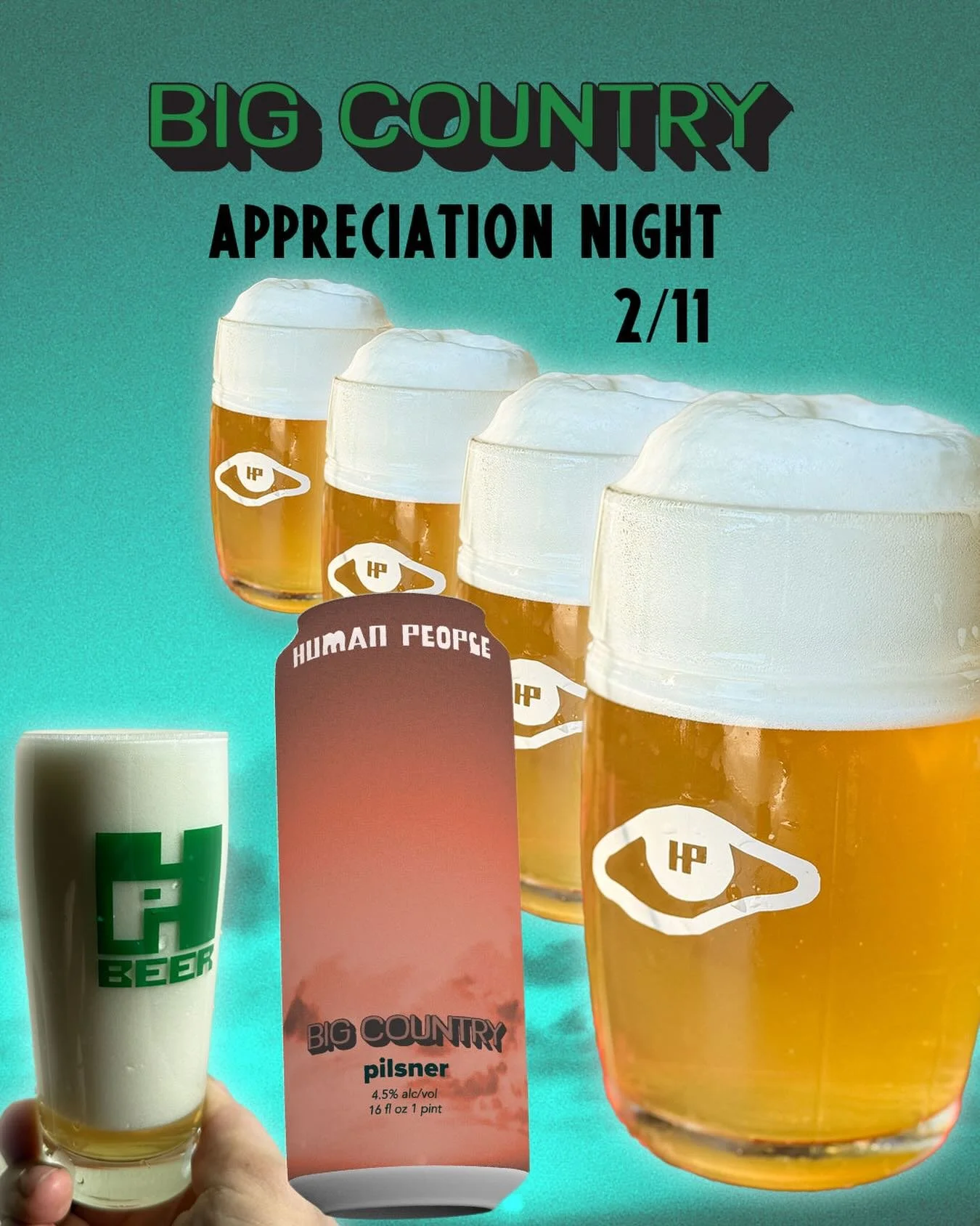 HELLO FROM BIG COUNTRY 
🌾🌾🌾🌾🌾🌾🌾🌾🌾

Today is a good day to try our new batch of big country. 

Big Country is an ever changing Pilsner brewed with a portion of unique and interesting grain. This version uses @lincmalt malted Russian Red Wheat