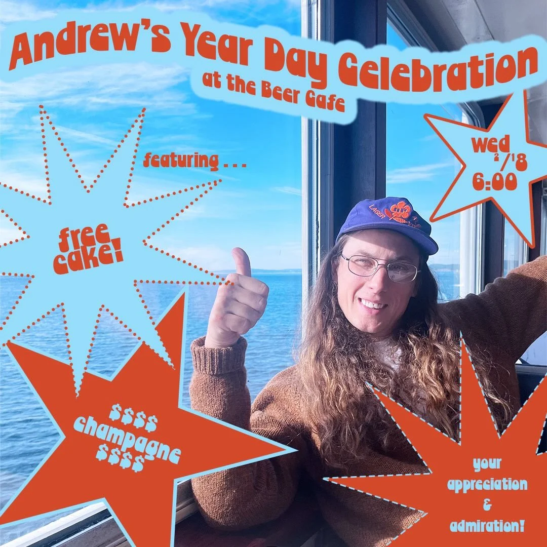 It&rsquo;s ANDREW ADMIRATION WEEK at the Beer Cafe!🌬️🎂

This Wednesday, come celebrate your favorite barista-brewer-pizzaiolo&rsquo;s special day.

Starting at 6:00, we&rsquo;ll be pouring expensive champagne &amp; passing out slices of bday cake c