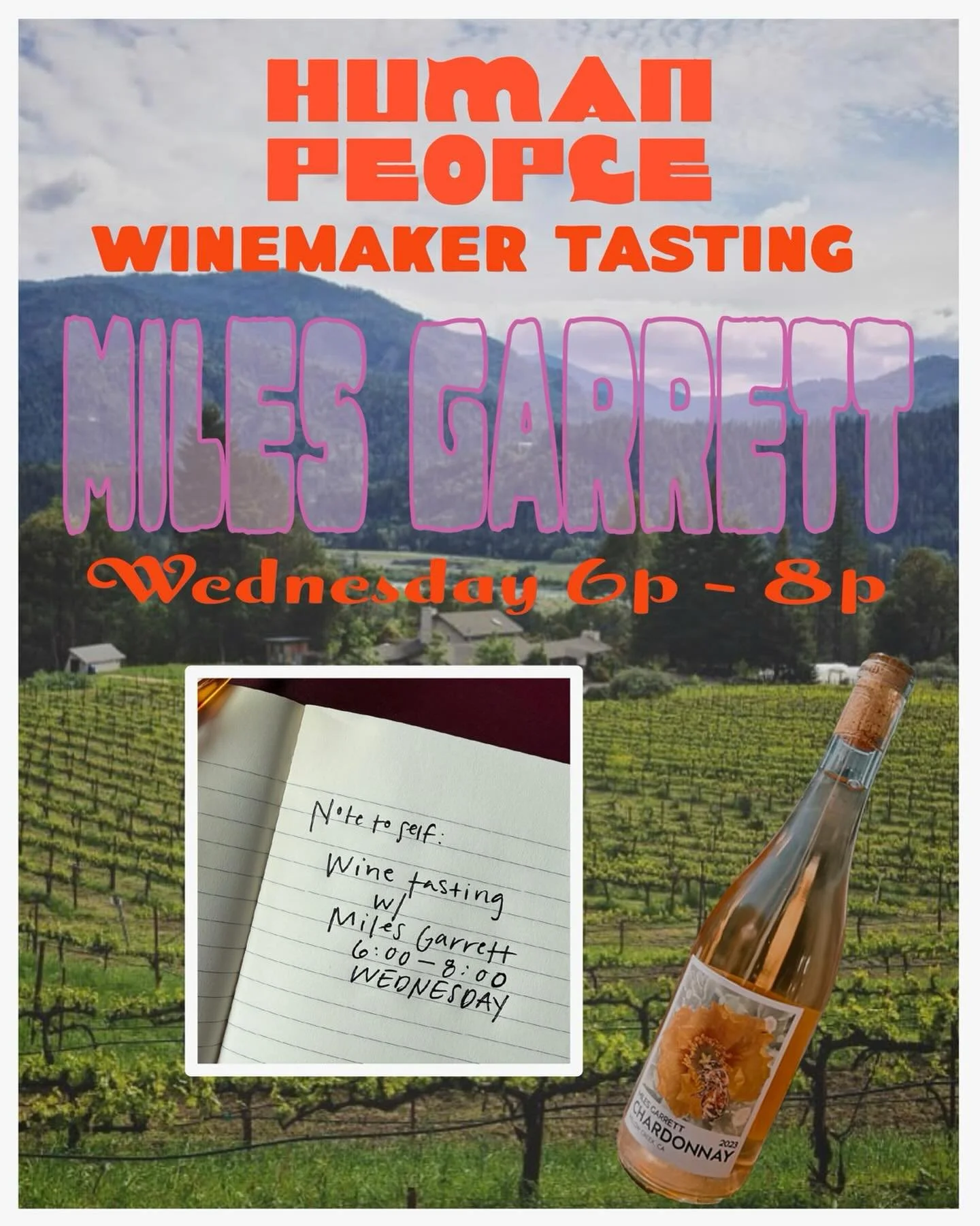 WEDNESDAY 6-8! Wine tasting with Mal is back! ✅

Except this time it&rsquo;s with winemaker Miles Garrett!
Hailing from California&rsquo;s Far North (Willow Creek AVA) @milesgarrettwines are made from estate-grown, dry-farmed, &amp; certified organic