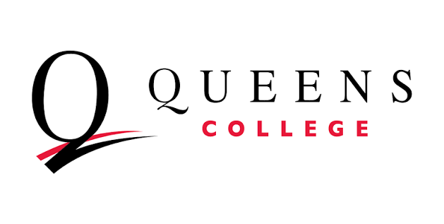 Queens College logo with large letter Q, the words 'Queens' in black and 'College' in red underneath.