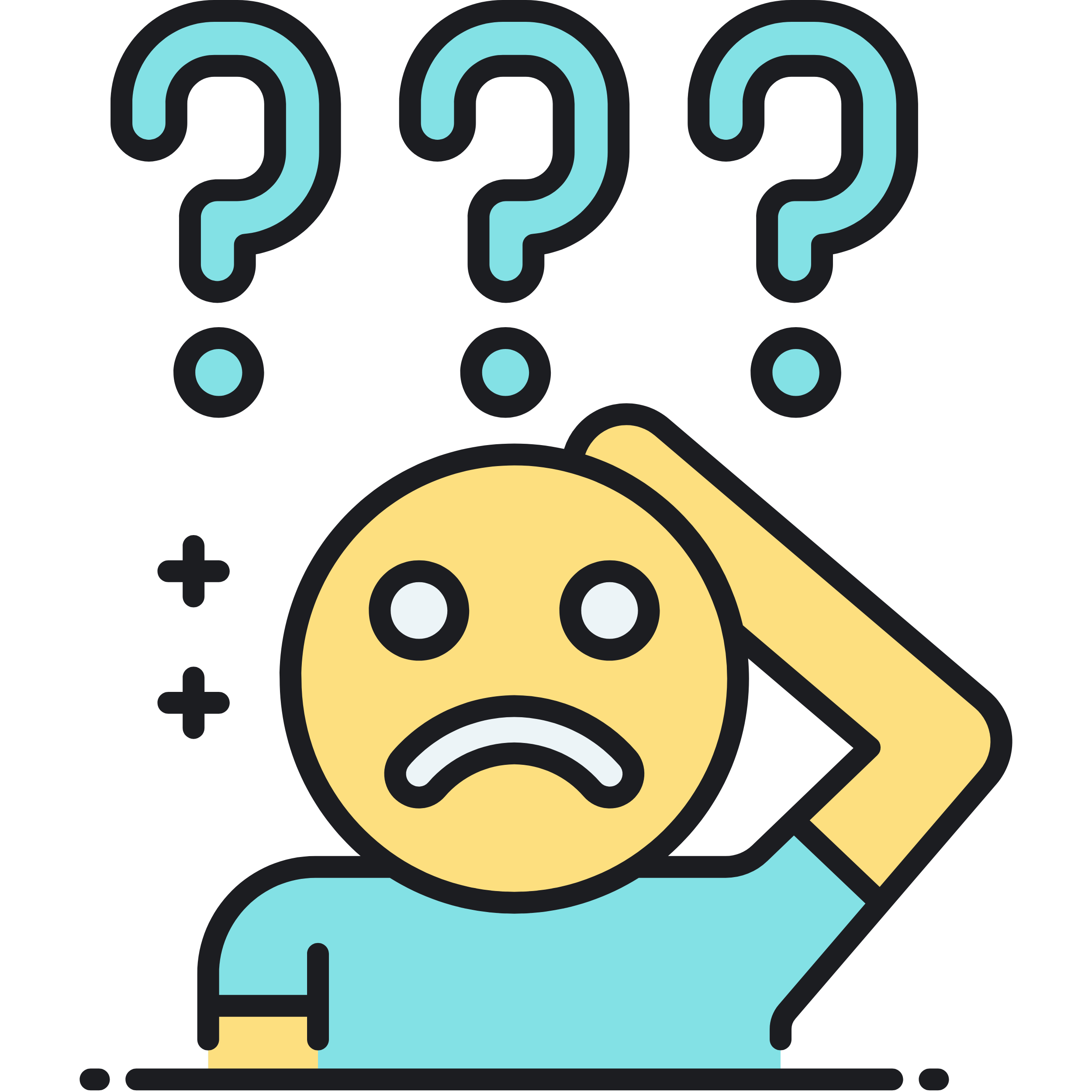 An illustration of a person holding their head, looking confused or worried, with question marks above their head and a sad face on their head.