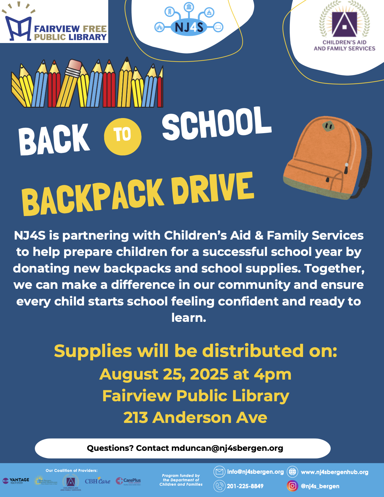 Back to School Backpack Drive - 8 Dimensions of Wellness