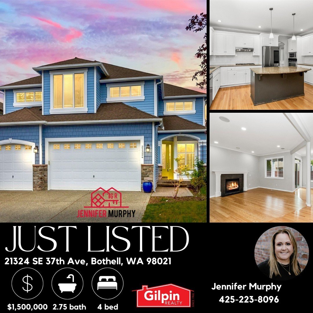 #JustListed in #Bothell
View Full Listing &gt;&gt; https://zurl.co/aJ6p 

🛌4 BD 🛁2.75 BA 📐2,961 SQ FT
💰Offered at $1,500,000
🏡21324 SE 37th Ave
Bothell, WA 98021
✅NWMLS #2233802

Highly desirable home in the Hawthorne Station community! Stepping