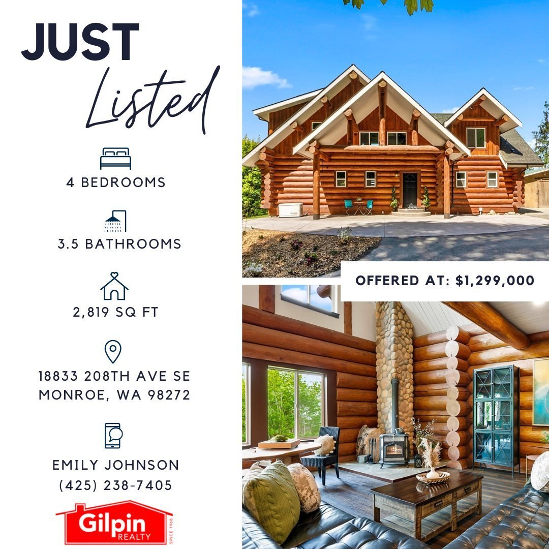 #JustListed in #Monroe
View Full Listing &gt;&gt; https://zurl.co/xcL1 

🛌 4 BD 🛁3.5 BA 📐2,819 SQ FT
💰Offered at $1,299,000
🏡 18833 208th AVE SE
Monroe, WA 98272 
✅NWMLS #2236017

Sophistication + Craftsmanship - Just over 5 acres + 2819 sq ft +