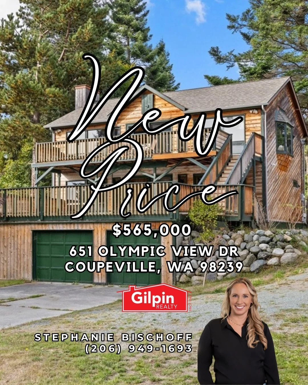 ✨ Price Drop Alert! ✨
Don’t miss this incredible opportunity — this one-of-a-kind Coupeville retreat is now listed at $565,000!
Perched above the Sound, this custom 3-bed, 3-bath home offers over 1,000 sq ft of multi-level decks, two sola