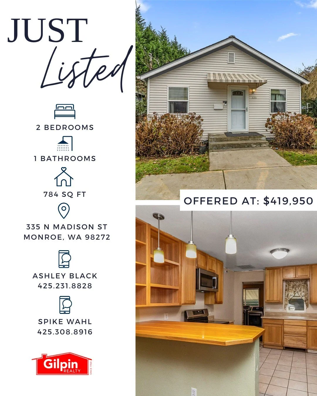 🚨 #NewListing in #MonroeWA!
📍 View Full Listing &rarr; https://zurl.co/EmHoc 

💲 $419,950 | 🛏 2 Beds | 🛁 1 Bath | 📐 784 Sq Ft
📦 Lot Size: 8,277 Sq Ft + Bonus Extra Lot (2,614 Sq Ft!) | MLS# 2458865

✨ Charming Cottage on a Corner Lot + Extra L
