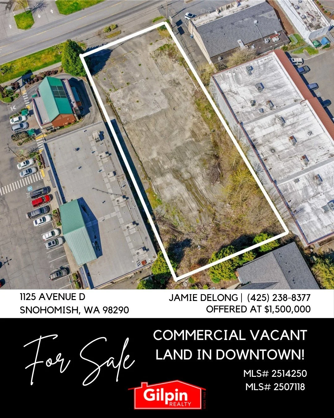 📍 1125 Avenue D, Snohomish, WA 98290

A rare development opportunity in the heart of Snohomish. This 23,522 sq ft (over half an acre) commercial parcel offers prime frontage along a highly visible arterial in the growing Midtown North District&mdash