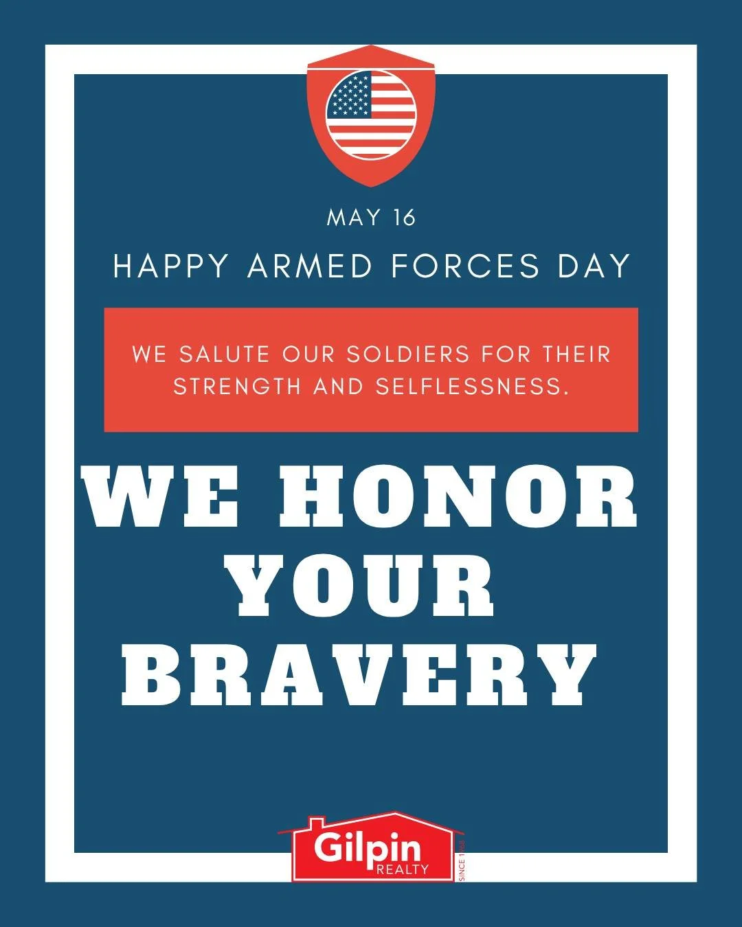 Happy Armed Forces Day!

We honor your bravery!
.
.
.
#GilpinRealty #Snohomish #RealEstate #HouseHunting #HomesForSale