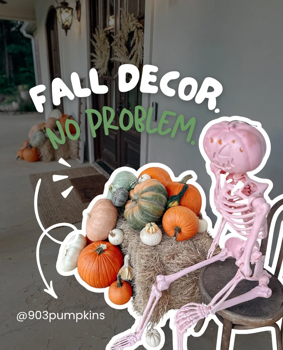 It&rsquo;s almost time to pull out all your Fall Porch Decor! 🎃

On the day of your delivery, simply set your fall decor and mums outside on your porch and we will incorporate them into your display!

It&rsquo;s that simple!

You will receive an ema