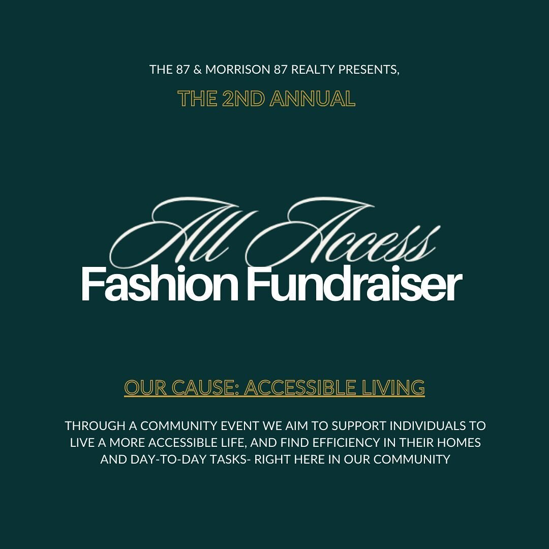 TICKETS ARE LIVE!!! 🥂

@morrisonrealty87, @allaccessyxe and the 87 Team present:
The 2nd Annual ALL ACCESS FASHION FUNDRAISER 

A community event in support of Cheshire Homes and supporting accessible living in real estate. 

You do not want to miss