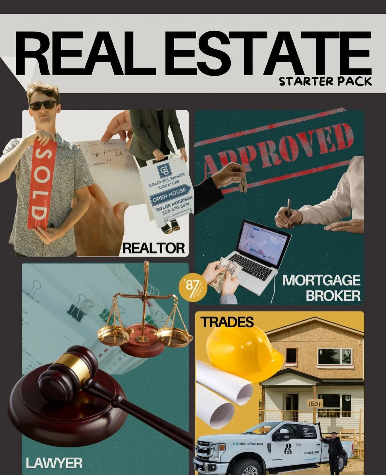 Real estate isn&rsquo;t a solo sport &mdash; you need a team 🤝

Your real estate starter pack should include:

✔️ A Realtor with a plan (not just vibes) 

✔️ A Mortgage Broker (who does the math so you don&rsquo;t cry) 

✔️ A Lawyer who reads the fi
