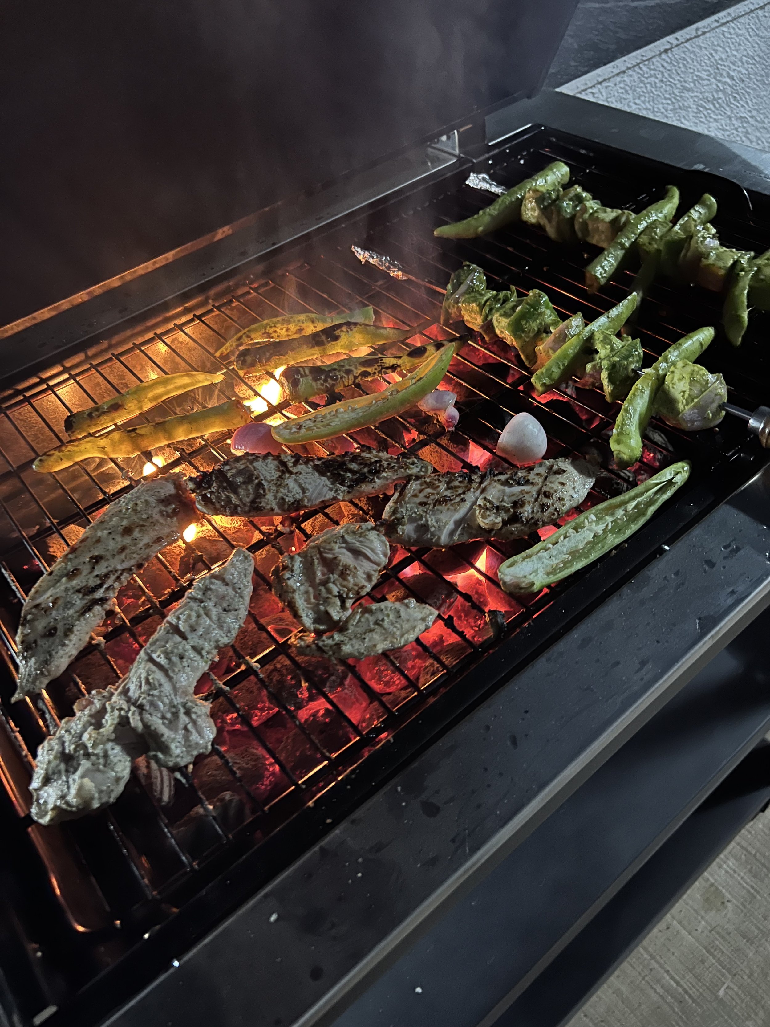 A ‘Local Grill’ curated at my farmhouse with local and seasonal vegetables with free range chicken