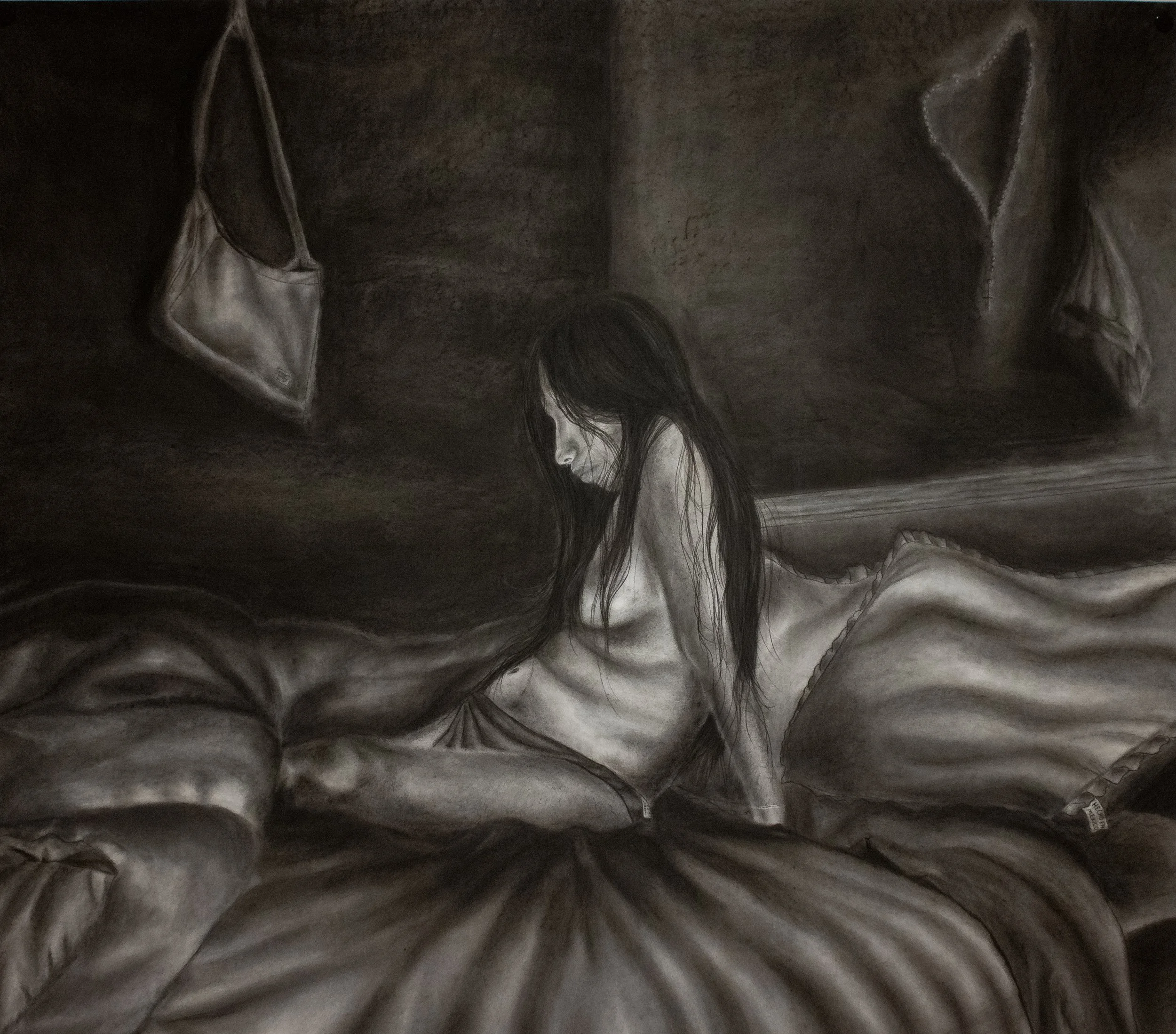 Cansada pero Armada, Charcoal on paper, 60 x 72 in, 2026