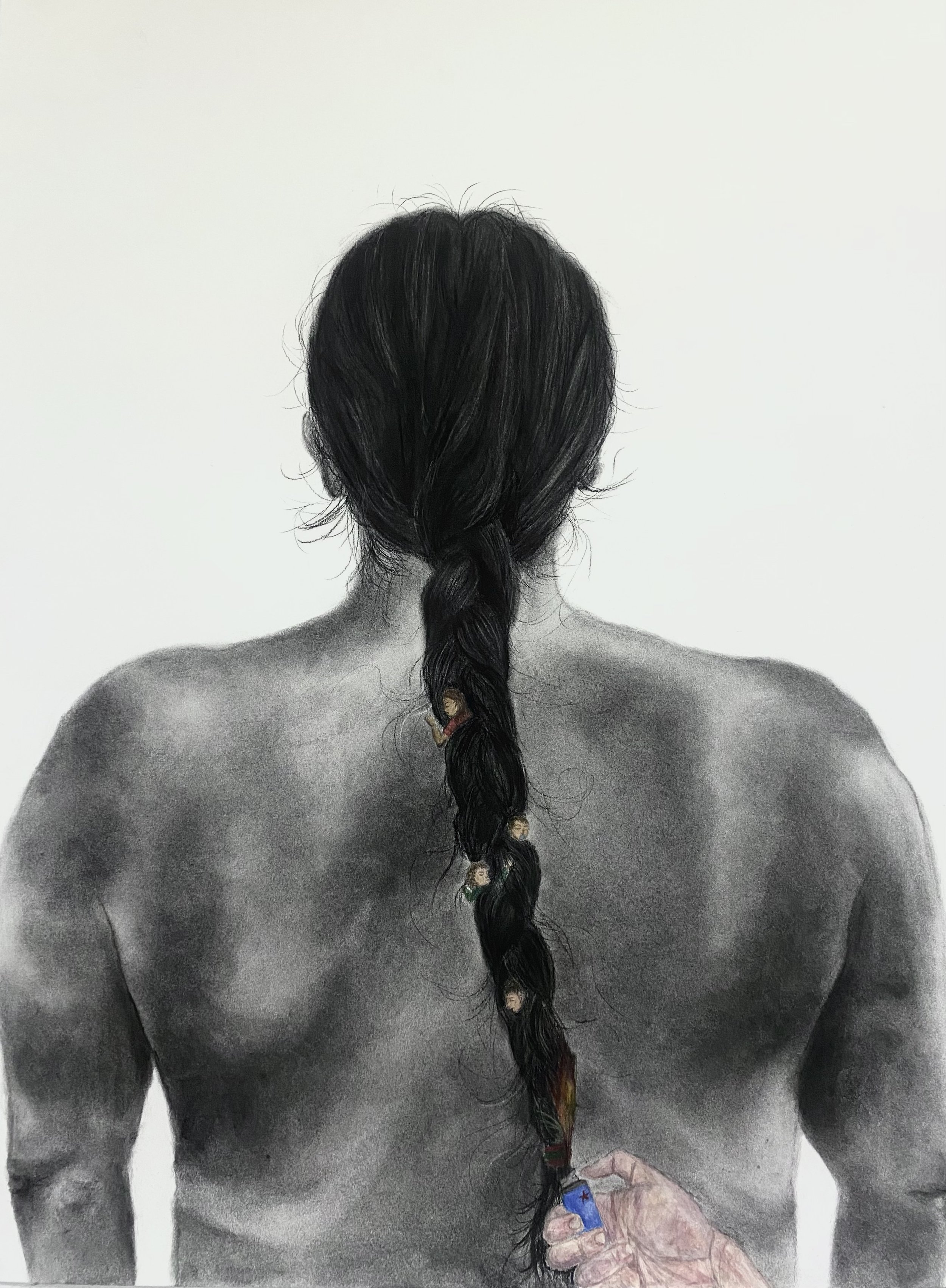 ¿Qué más quemarías?, 2025, Charcoal and watercolor on paper, 22 x 30 in 