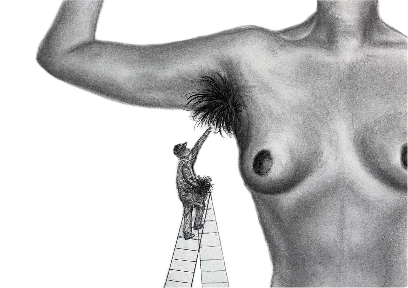 Con Ganas: Scene 2, Charcoal on paper, 2024