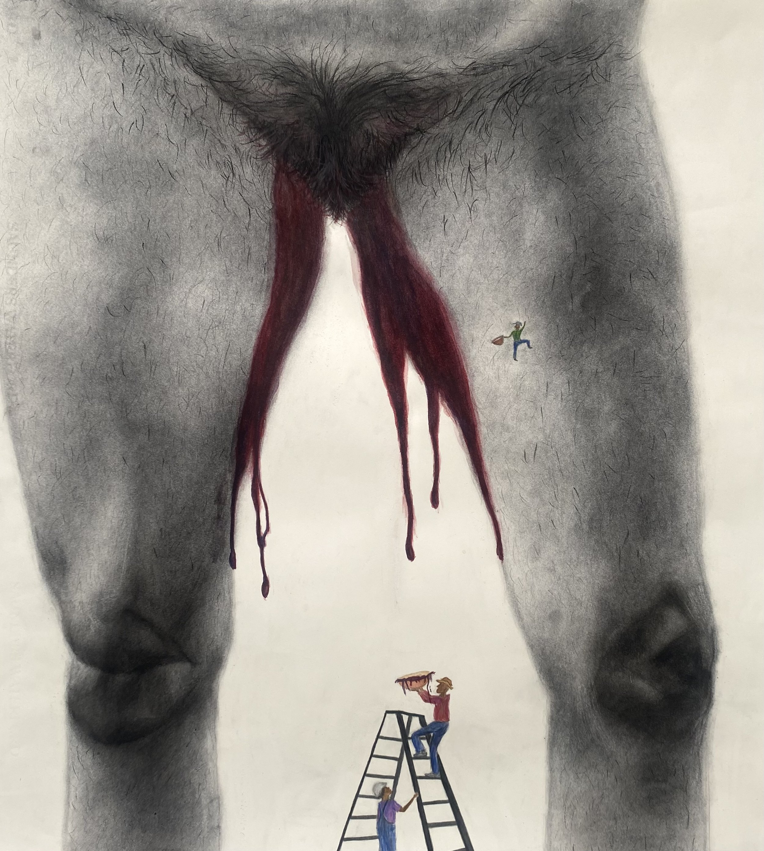 Tengo Sed, 2025, Charcoal and watercolor on paper