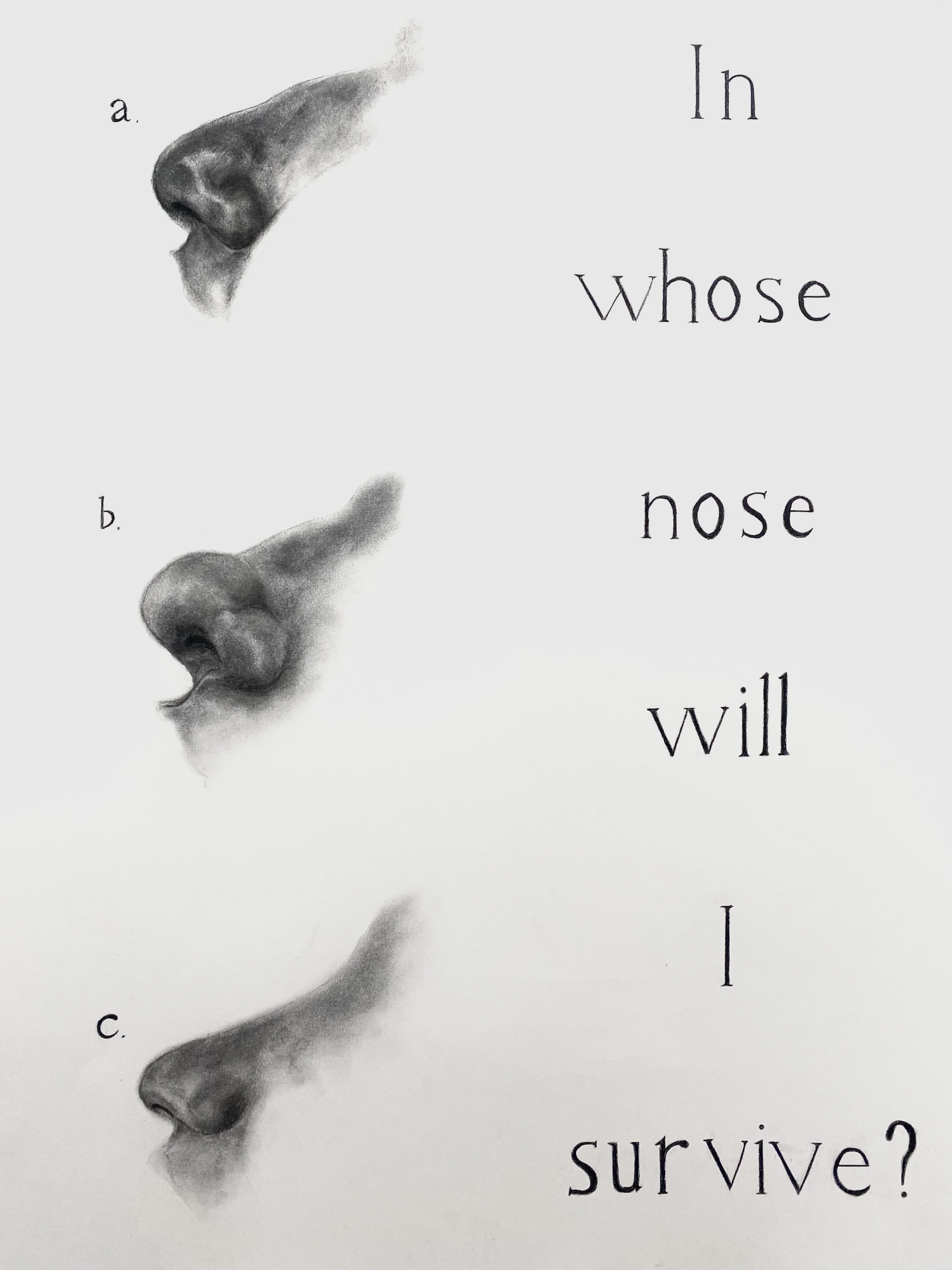 If not in yours in whose…, Charcoal on paper, 30 x 22 in, 2026