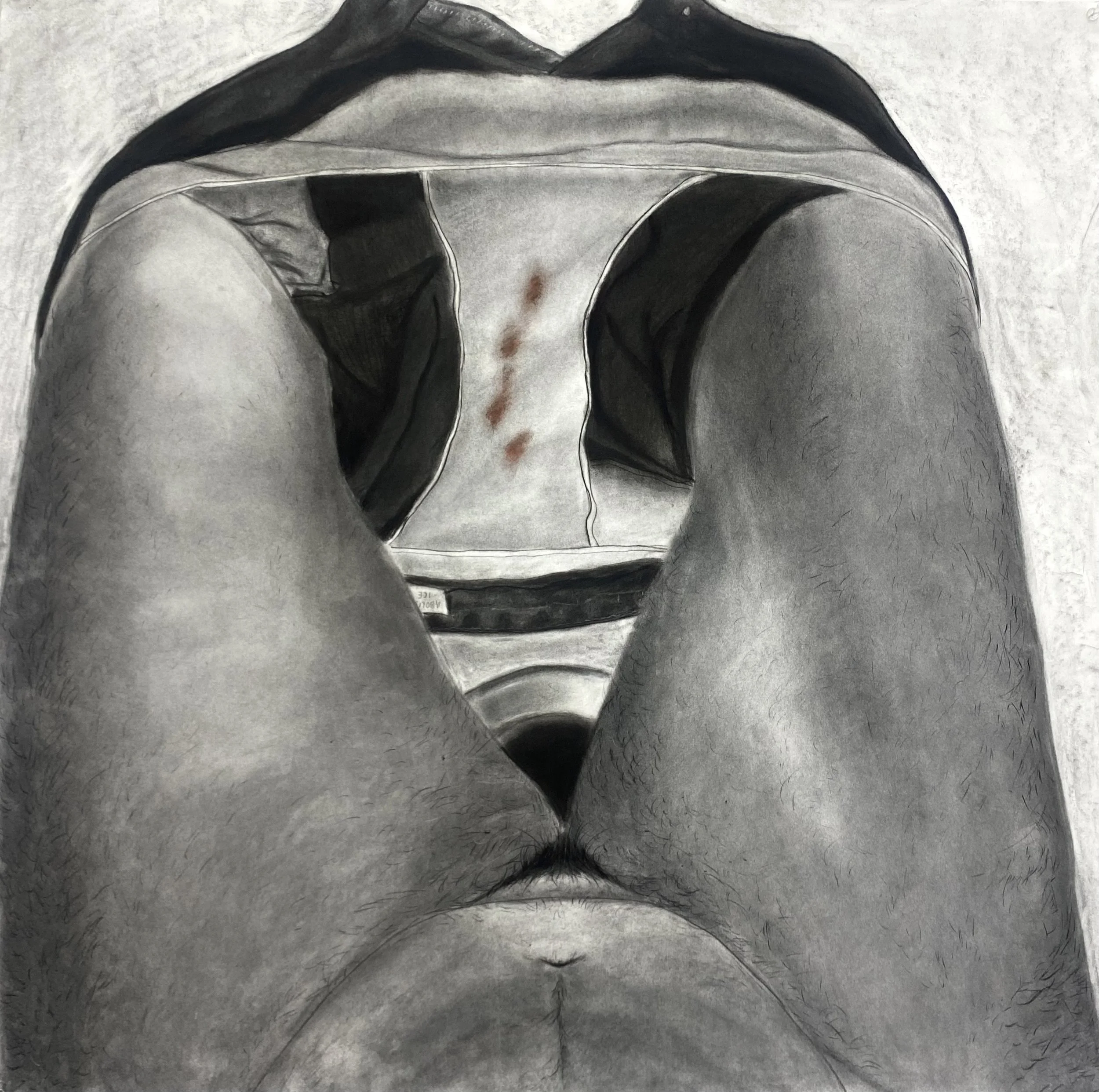 un poco de sangre, Charcoal on paper, 36 x 36 inches, 2024