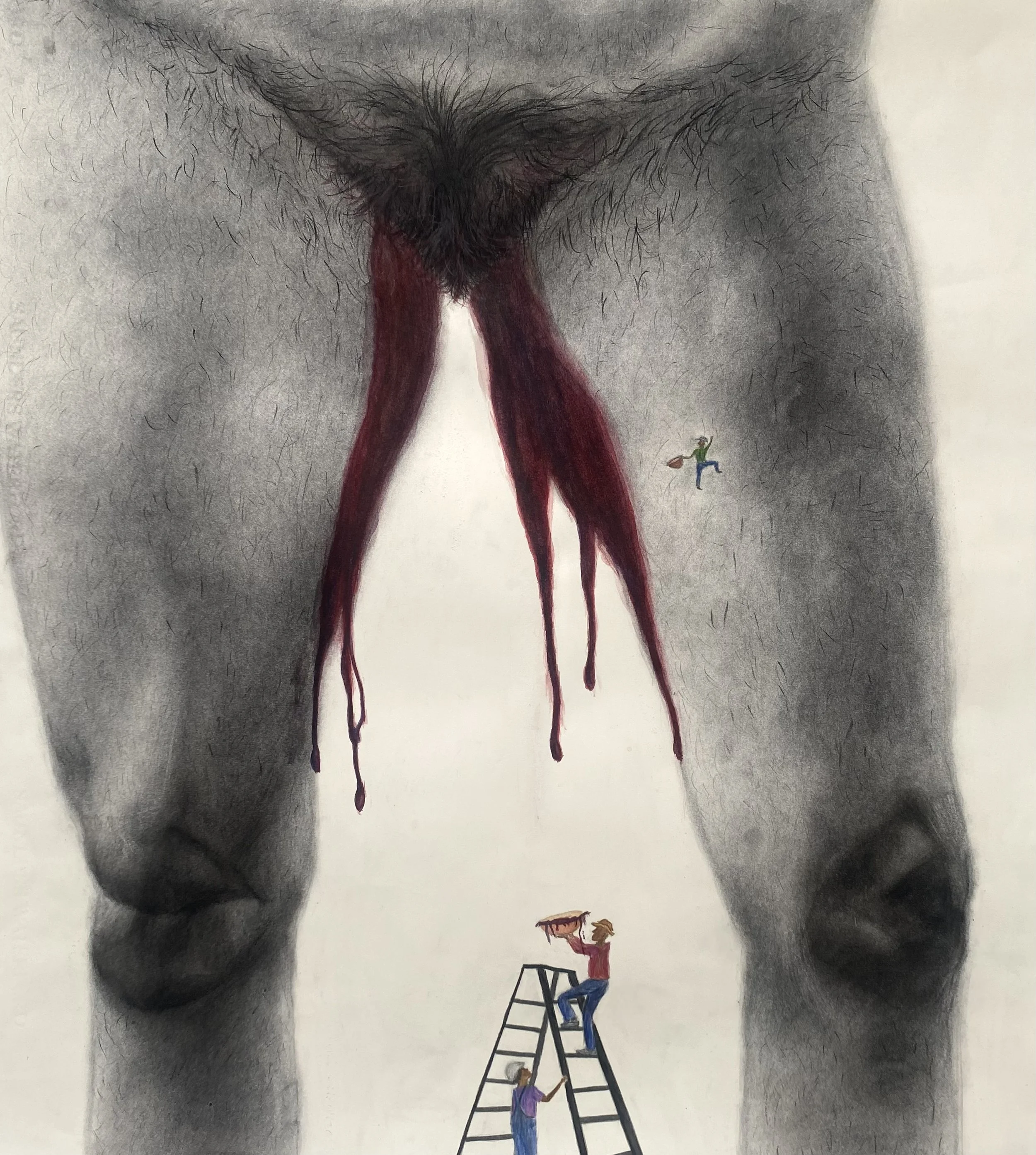 Tengo Sed, Charcoal and watercolor on paper, 24.5 x 22 in, 2025