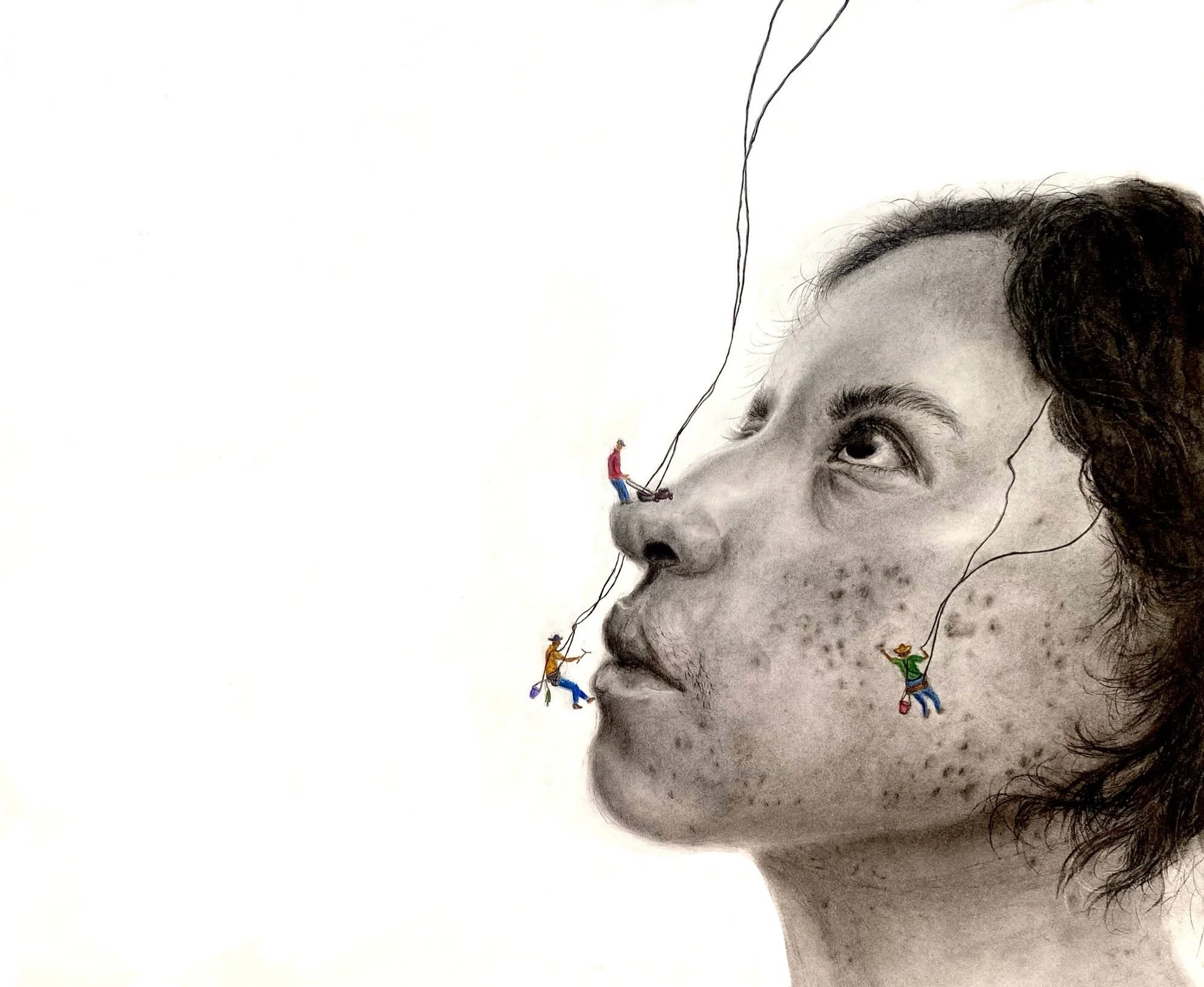 Carita, Charcoal and watercolor on paper, 19 x 21 in, 2025