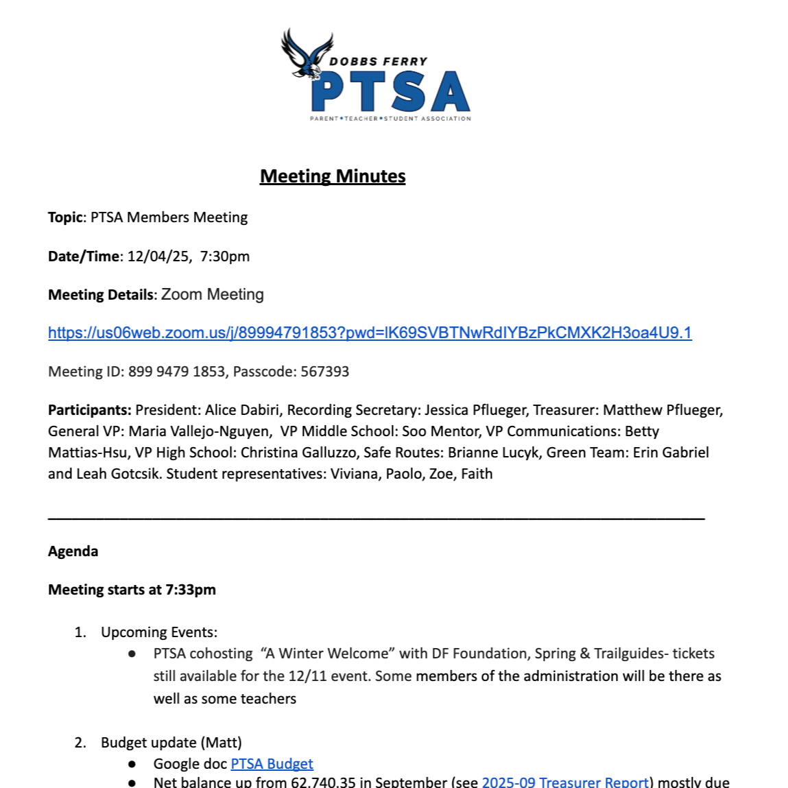 General Membership Minutes