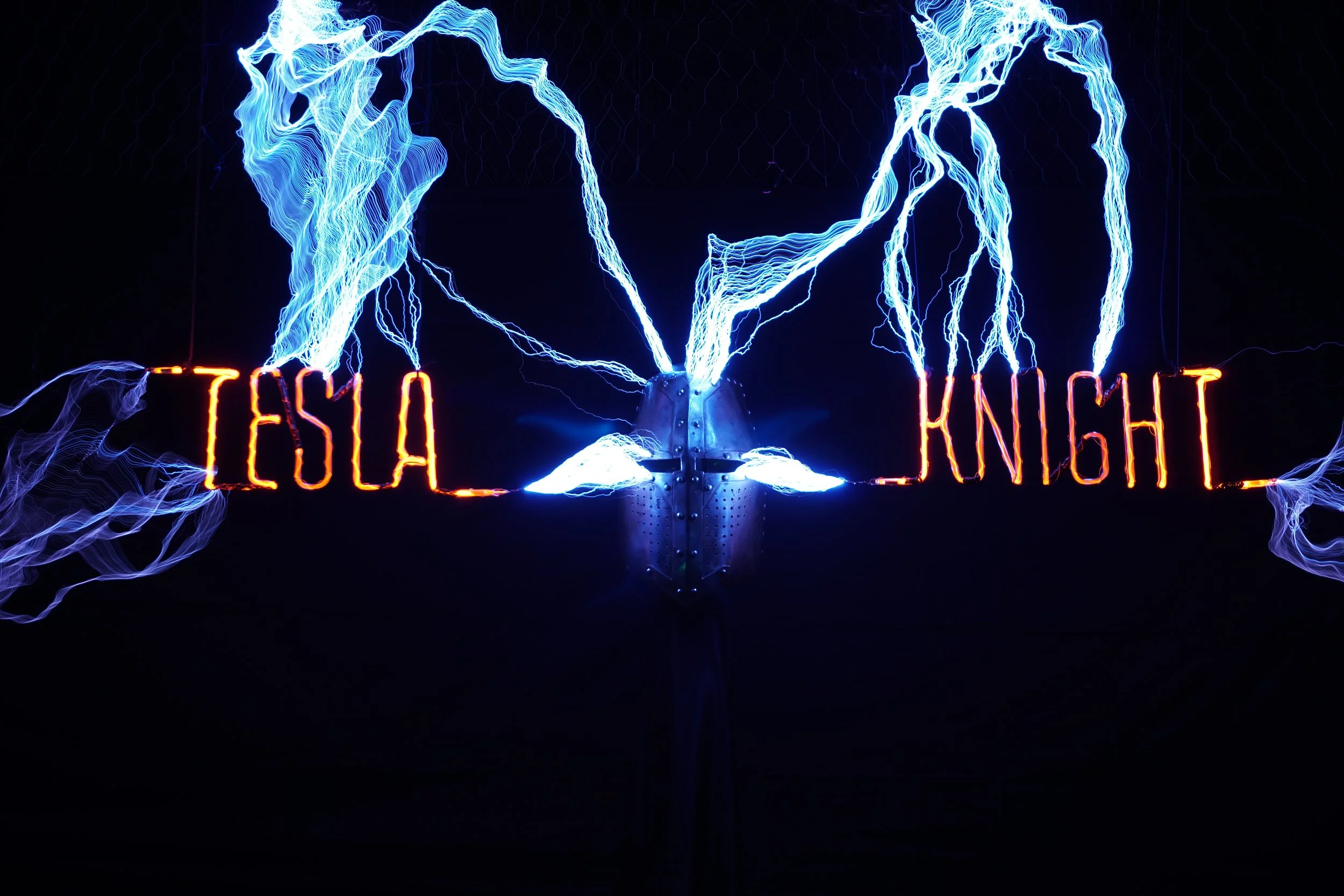 Long exposure shots during the practical logo sequence for Tesla Knight productions. 
