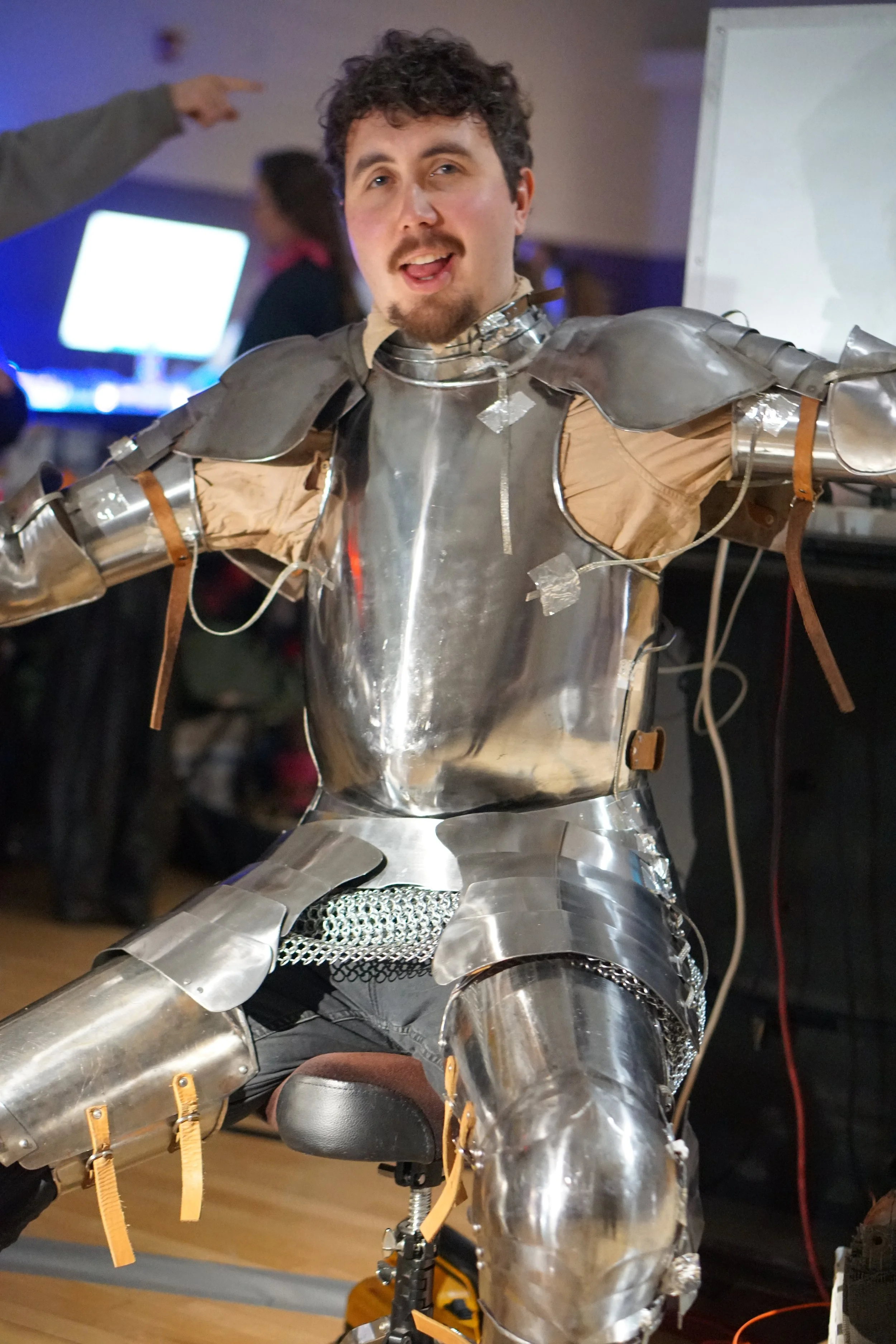Jake Bissen The Tesla Knight waiting between shows at Elkhorn Makerfaire 2023