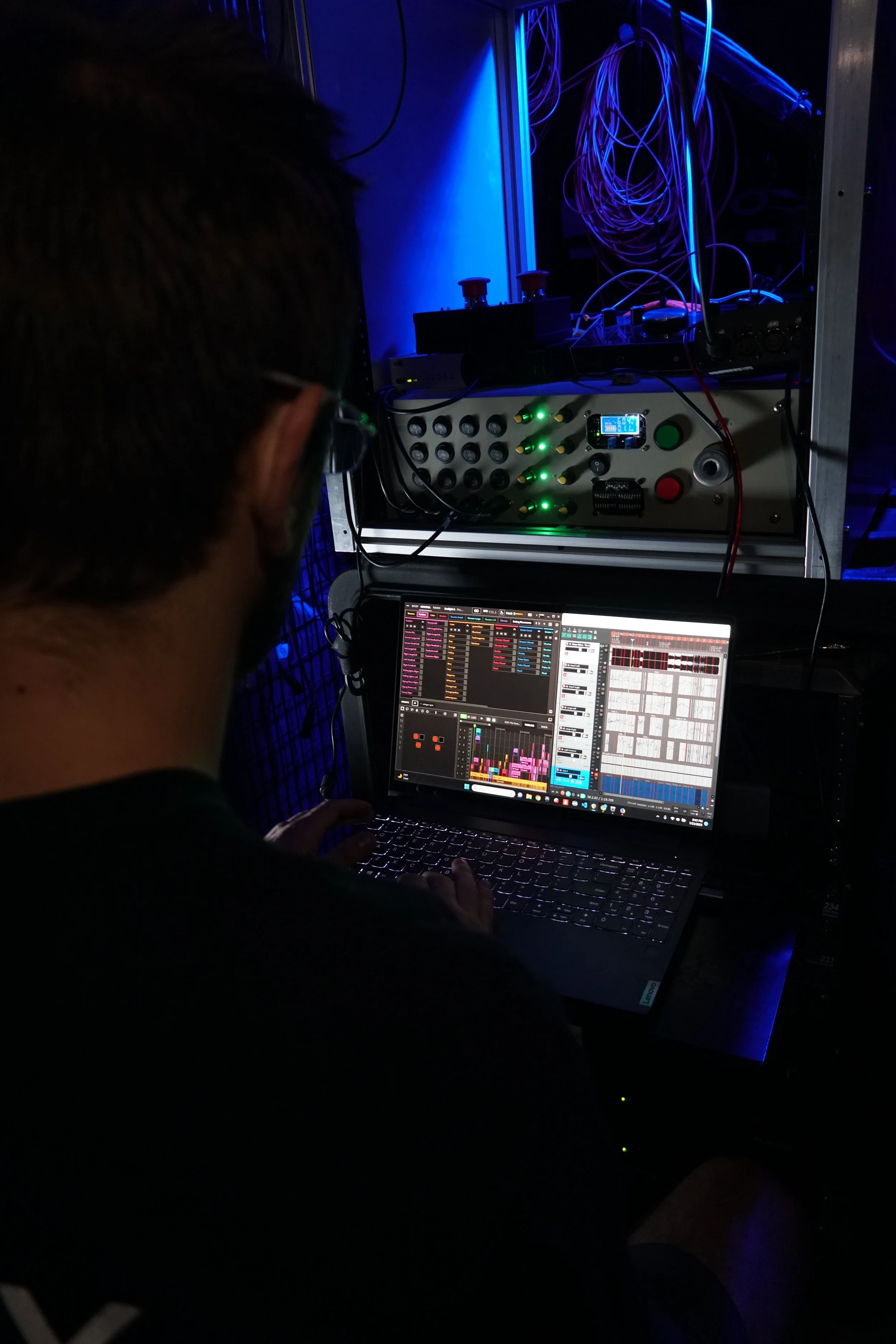 Sam Catania form Musx during tesla coil testing in the shop