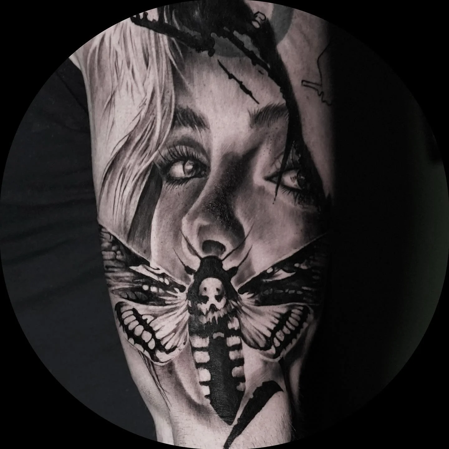 1st sesh on a new project …off to a great start . #blackandgreytattoo #blackandgrey #blackwork #darkart #artesobscurae #realgone #realgonedenver #customtattoo #largescale #trashpolka #largescaletattoo #denvertattooartist #originalart #darlgnau