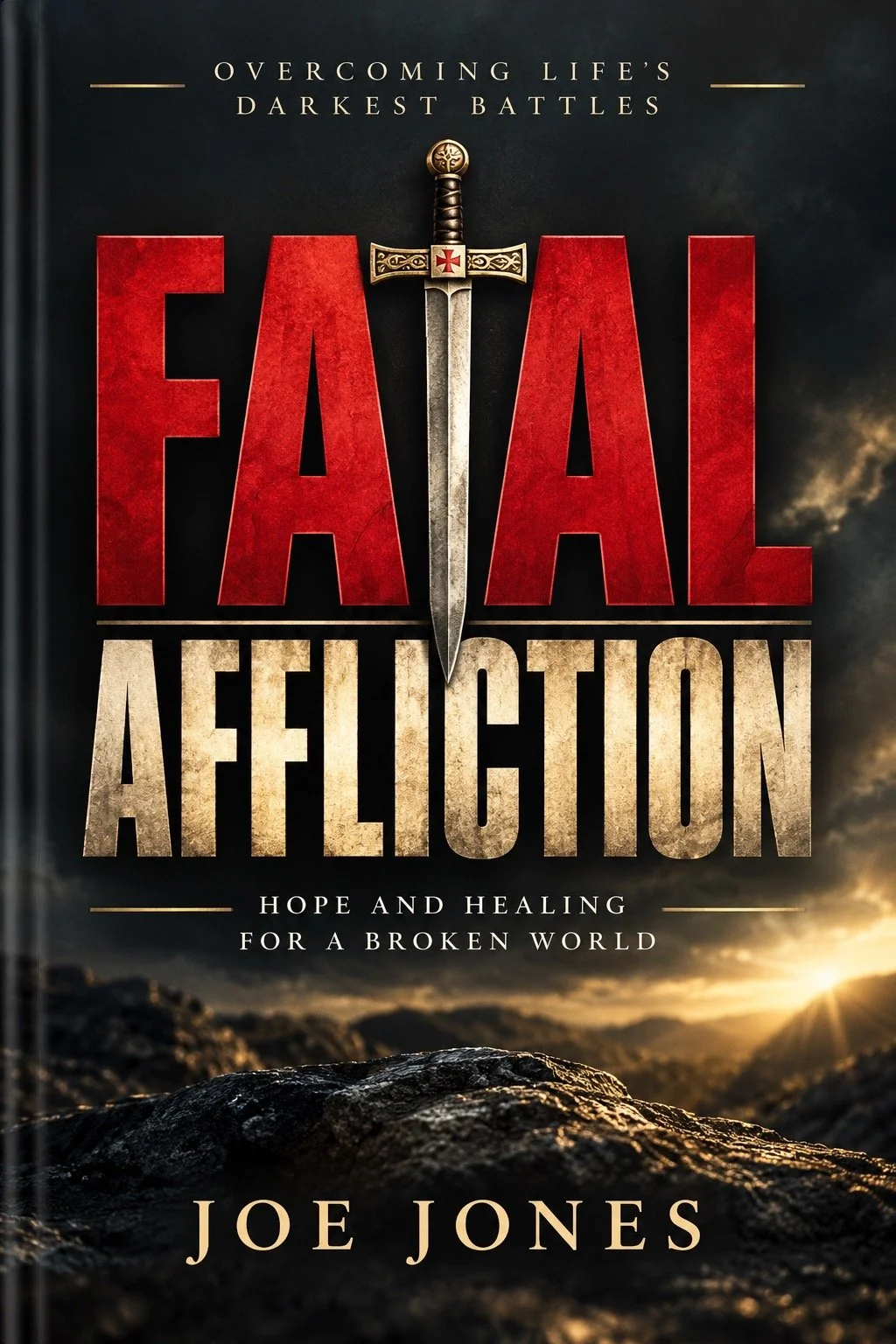 A sign with the words 'FATAL' and 'AFFLICTION', with a sword replacing the letter 'I' in 'FATAL'.