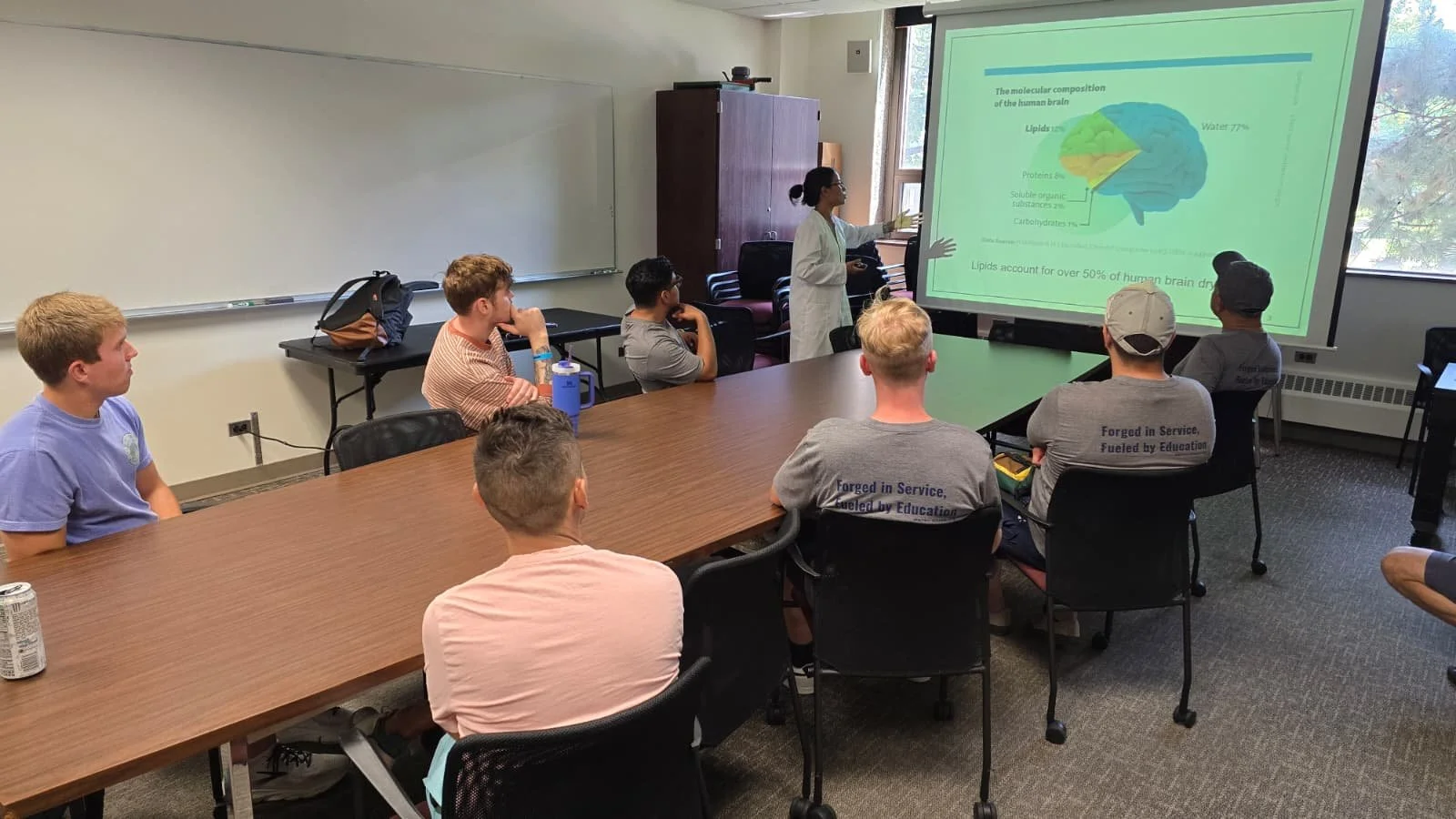 Warrior Scholars program (WSP)- Manisha is  presenting the overview of group's research to the veterans