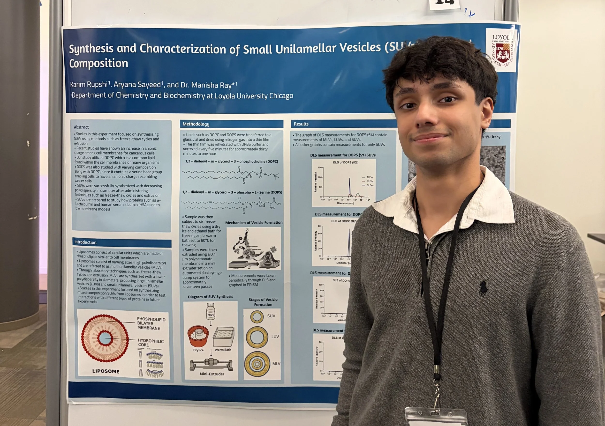 Karim presenting his work at NeuroSpark 2025 at Loyola