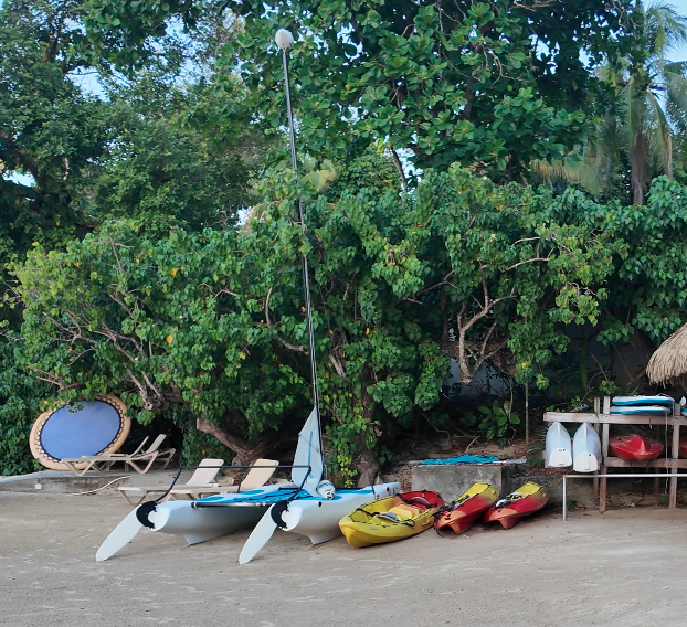 Hobie Cat Sailboat and Kayaks