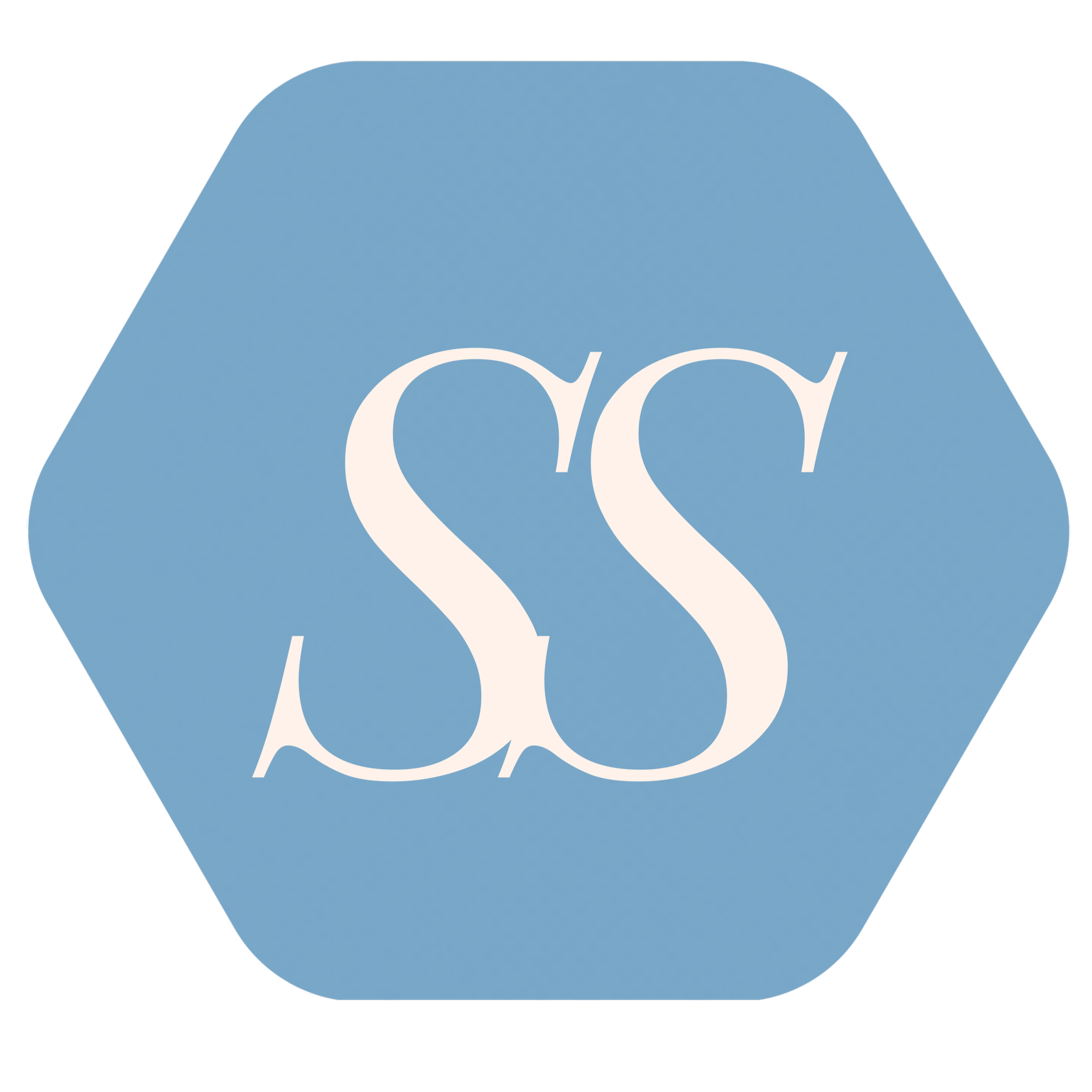 A stylized blue icon resembling a diamond with rounded edges featuring a white stylized letter 'S' in the center.